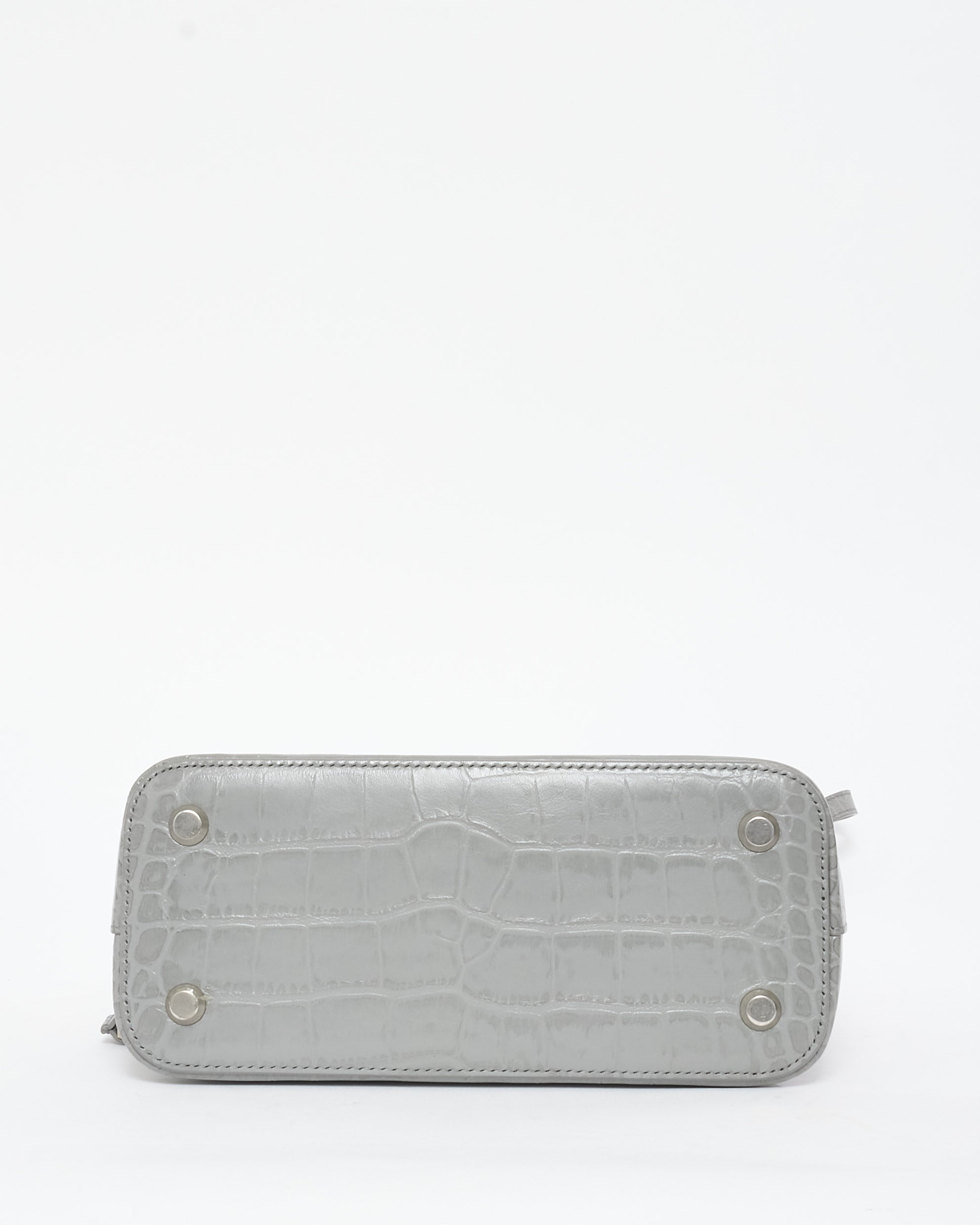 Buy Balenciaga Light Grey Croc Embossed White Logo Ville Small Top