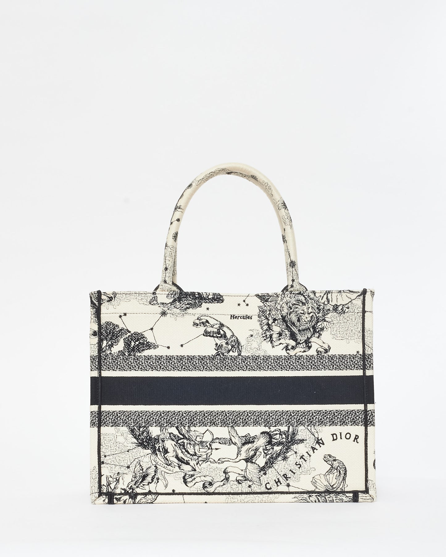 Dior White & Black Canvas 2022 Toile De Jouy Zodiac Medium Book Tote