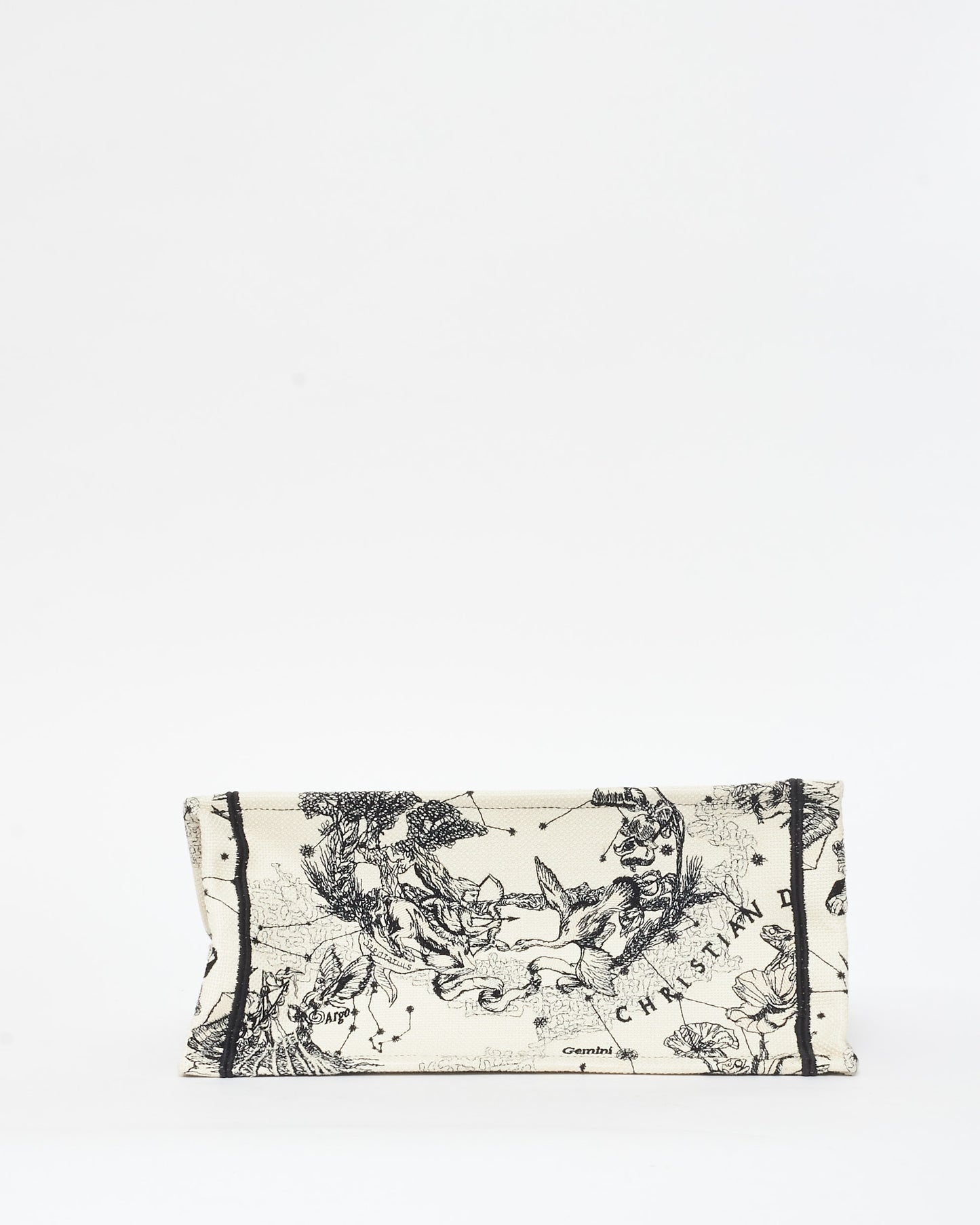 Dior White & Black Canvas 2022 Toile De Jouy Zodiac Medium Book Tote