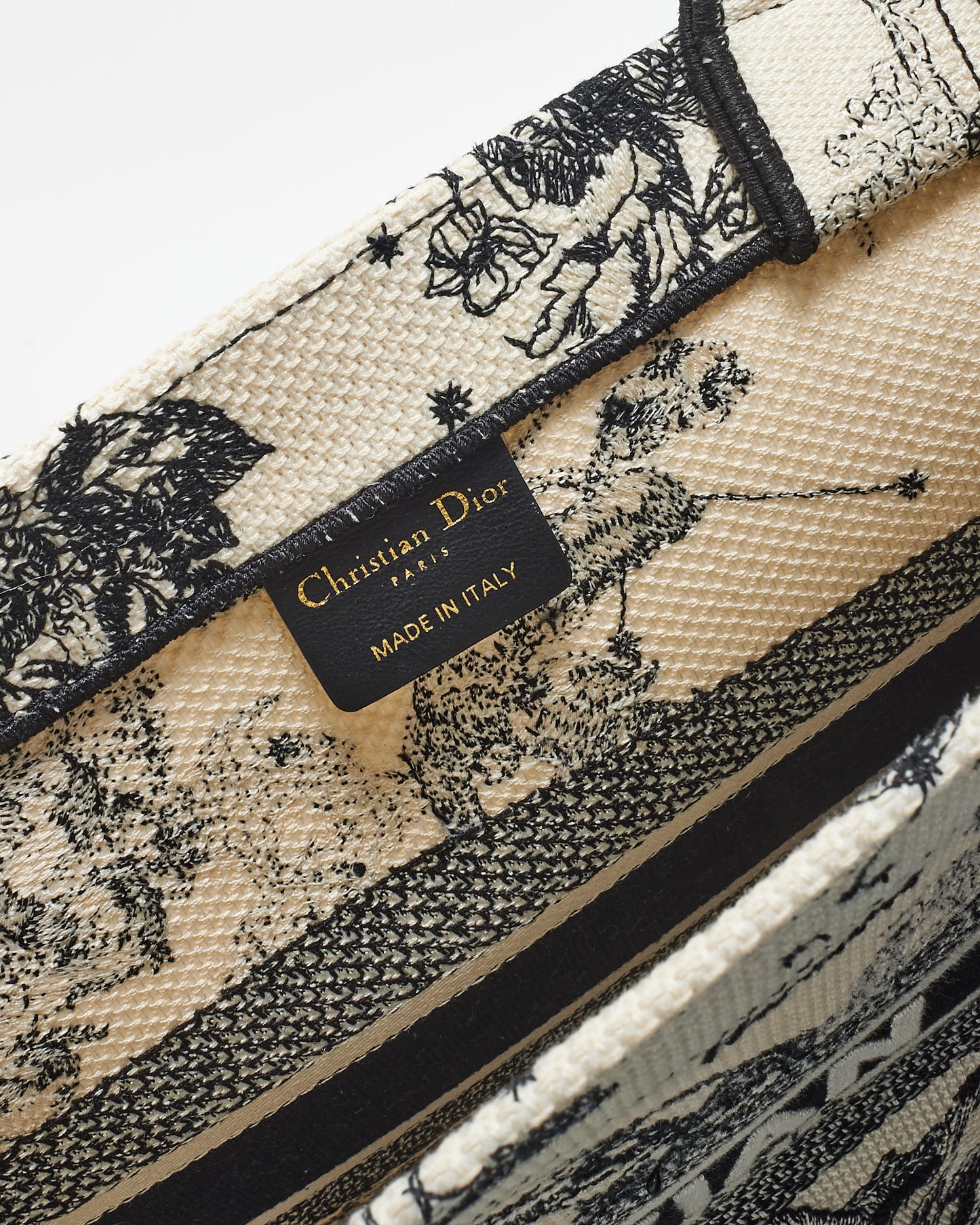 Dior White & Black Canvas 2022 Toile De Jouy Zodiac Medium Book Tote