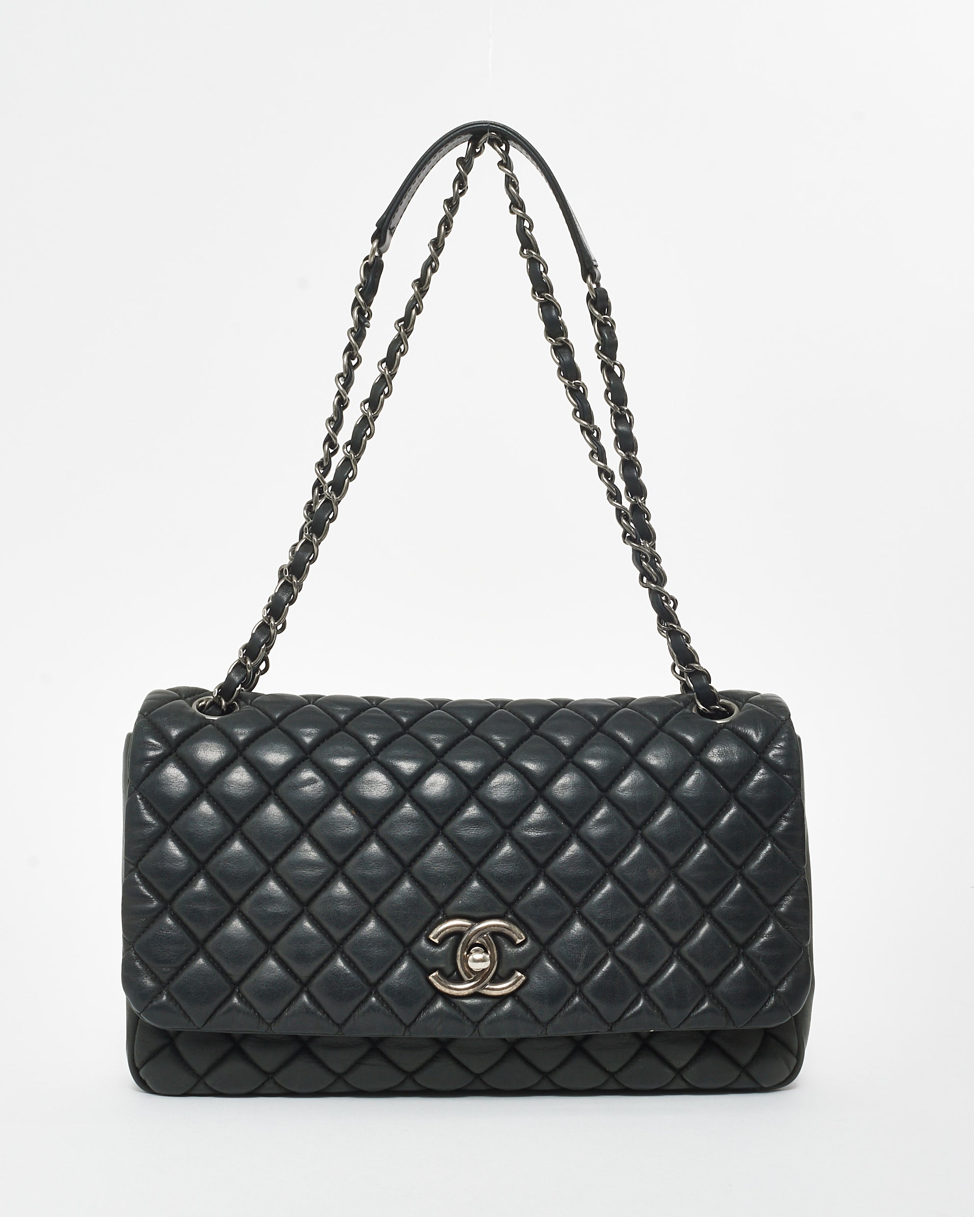Buy Chanel Black Lambskin Gunmetal Hardware Flap Shoulder Bag
