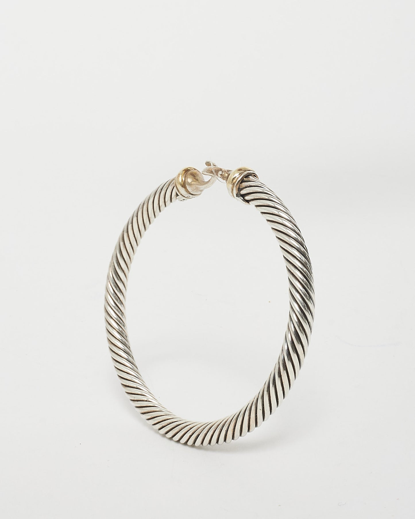 David Yurman Sterling Silver & 14K Gold Buckle Classic Cable Bracelet