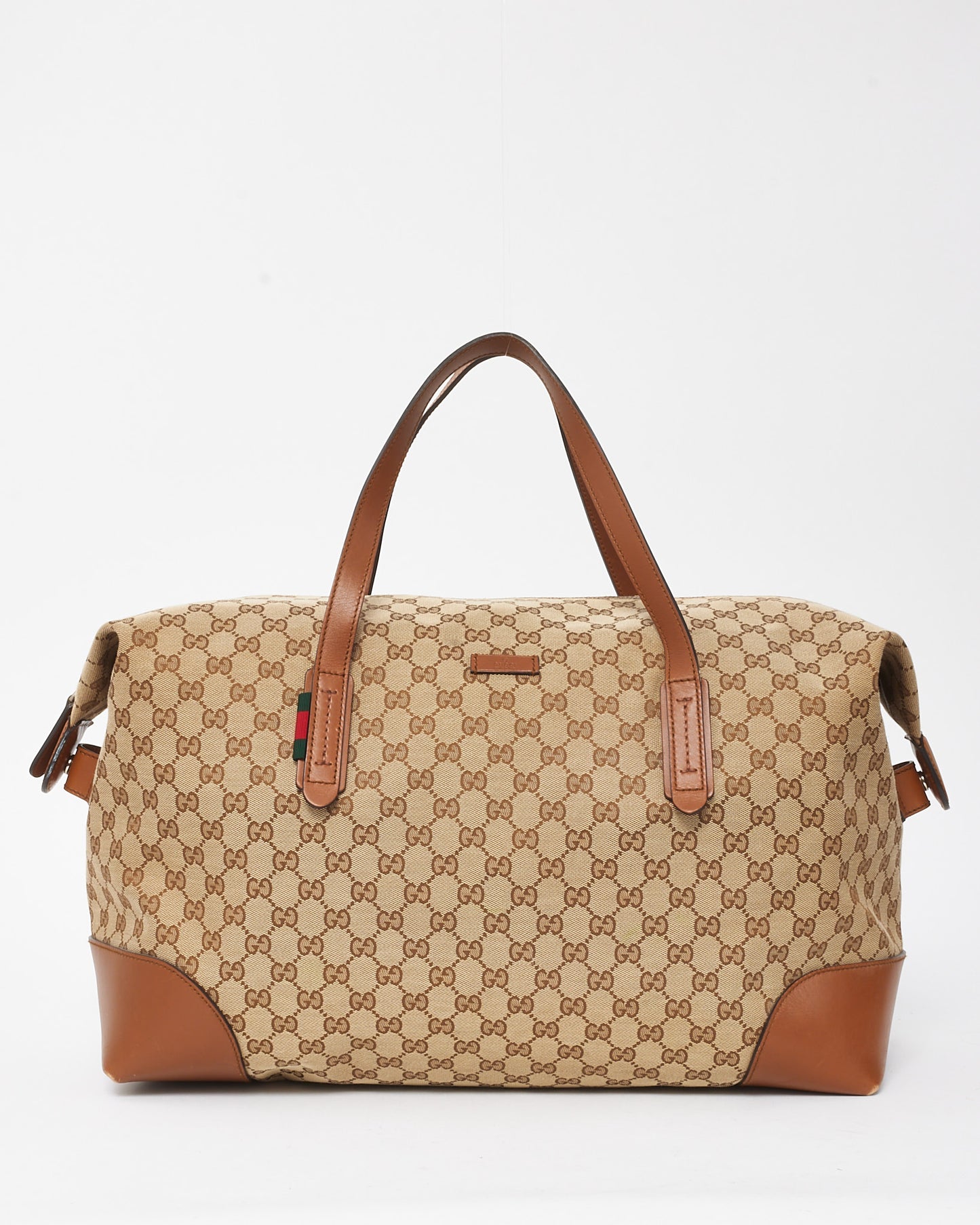 Gucci Beige and Brown GG Monogram Canvas Carry-On Duffle Bag