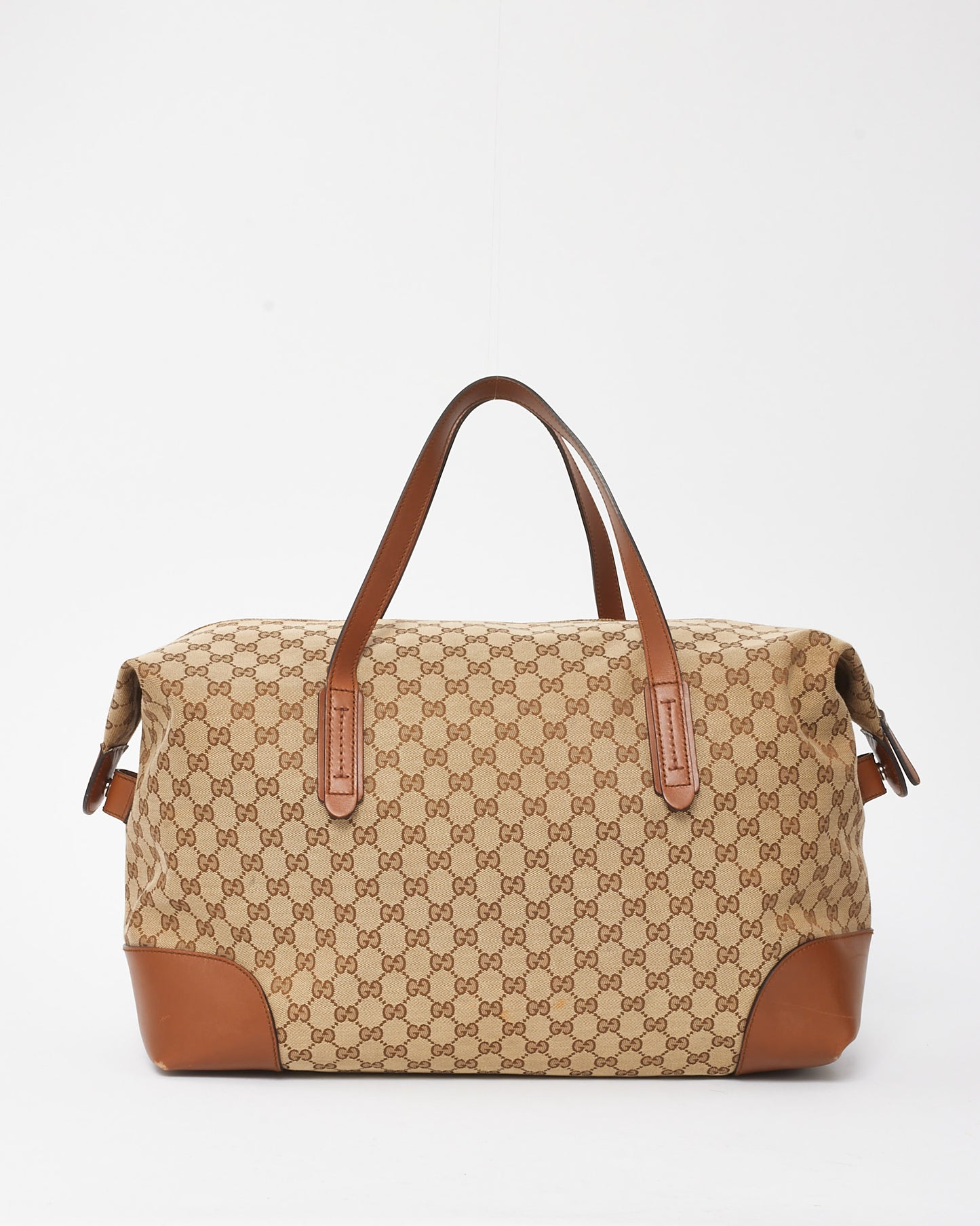 Gucci Beige and Brown GG Monogram Canvas Carry-On Duffle Bag