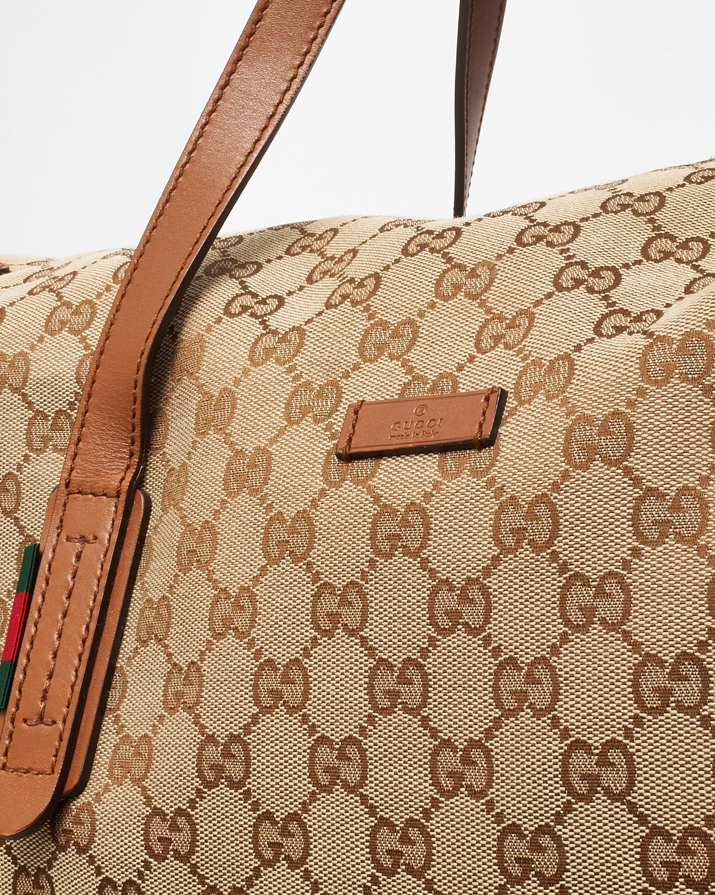 Gucci Beige and Brown GG Monogram Canvas Carry-On Duffle Bag