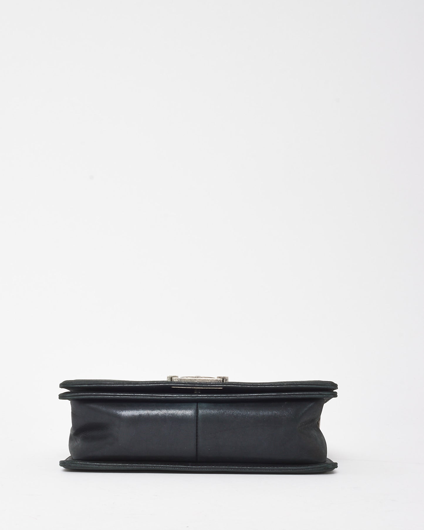 Chanel Black Calfskin Leather Double Stitch Medium Boy Flap Bag