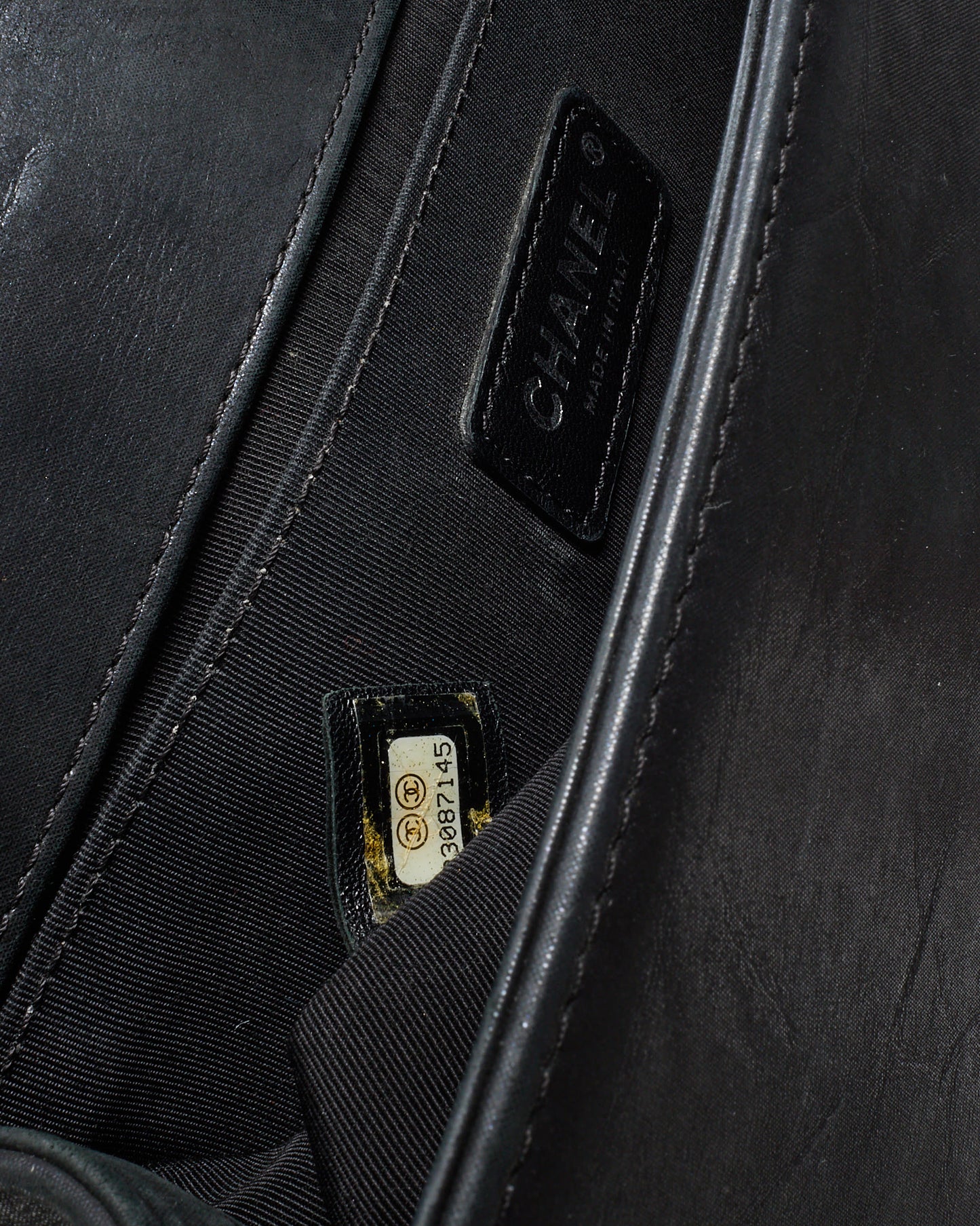 Chanel Black Calfskin Leather Double Stitch Medium Boy Flap Bag