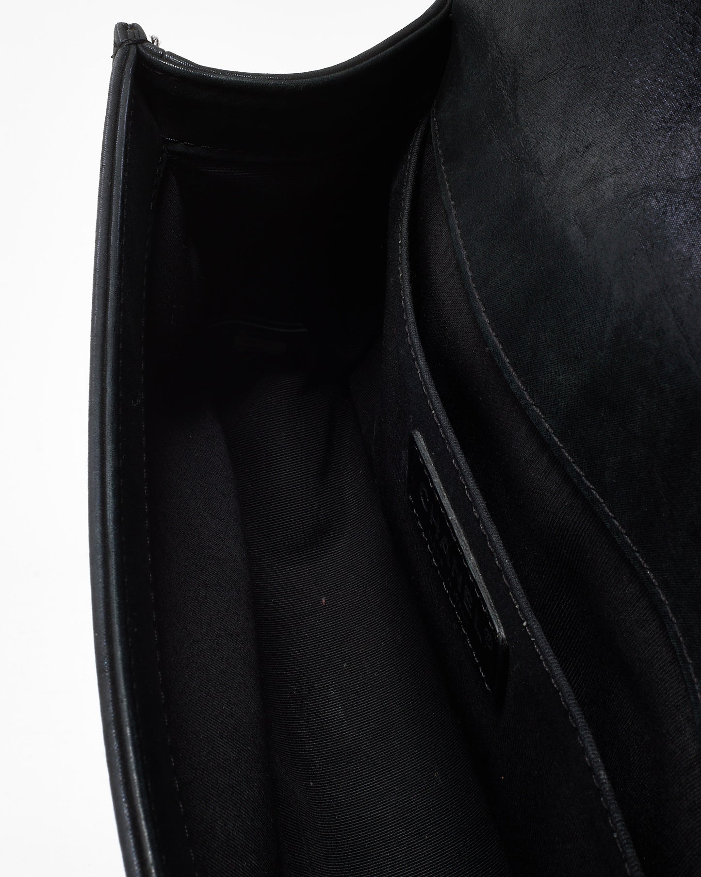 Chanel Black Calfskin Leather Double Stitch Medium Boy Flap Bag