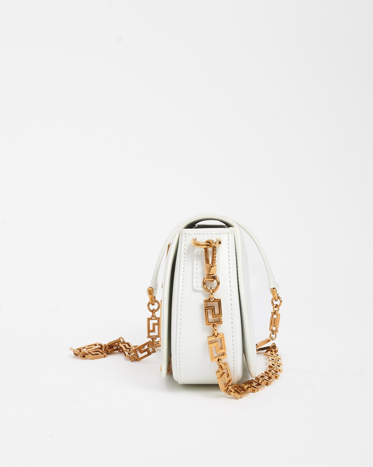 Versace White Leather Greca Goddess Crossbody Bag