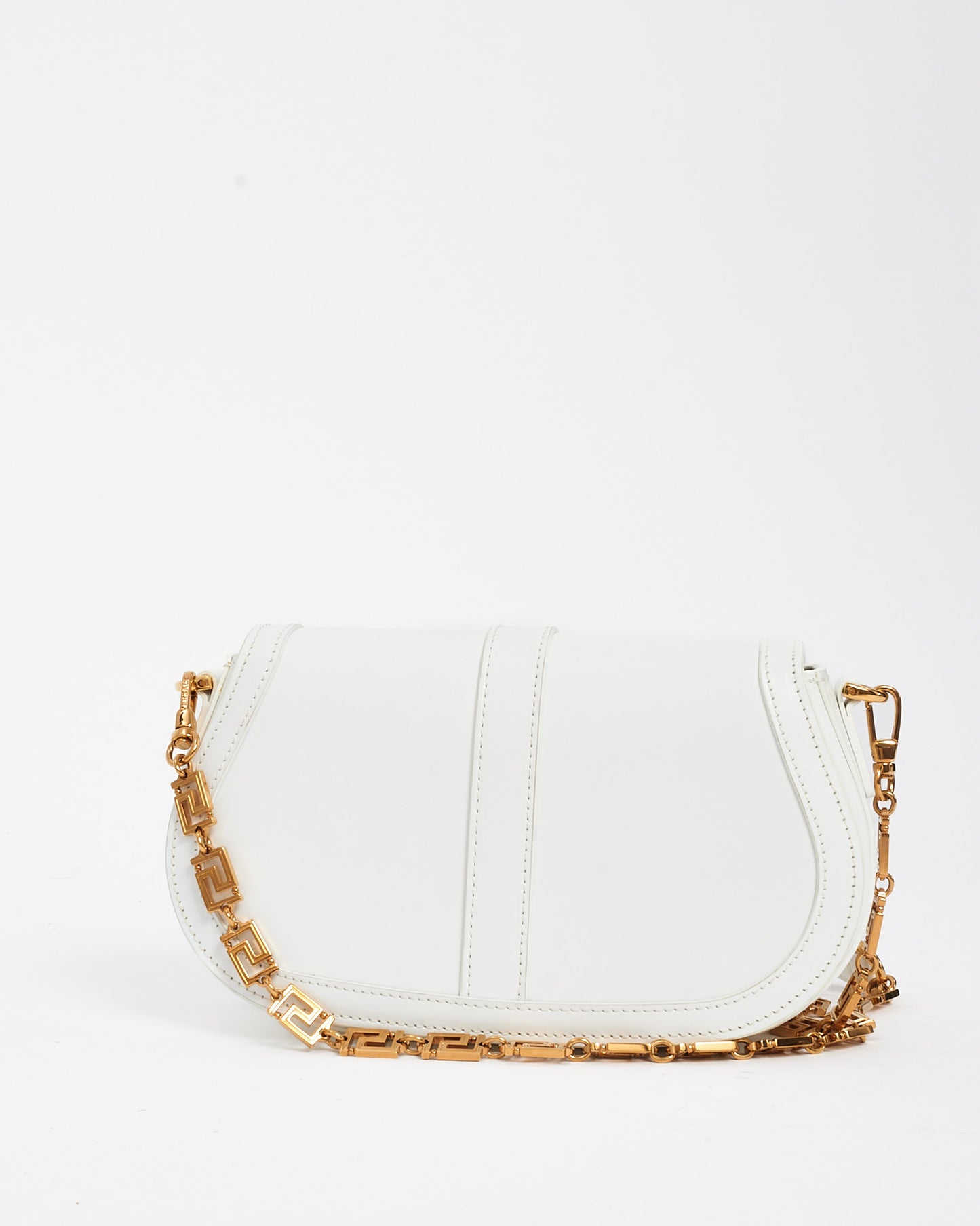 Versace White Leather Greca Goddess Crossbody Bag