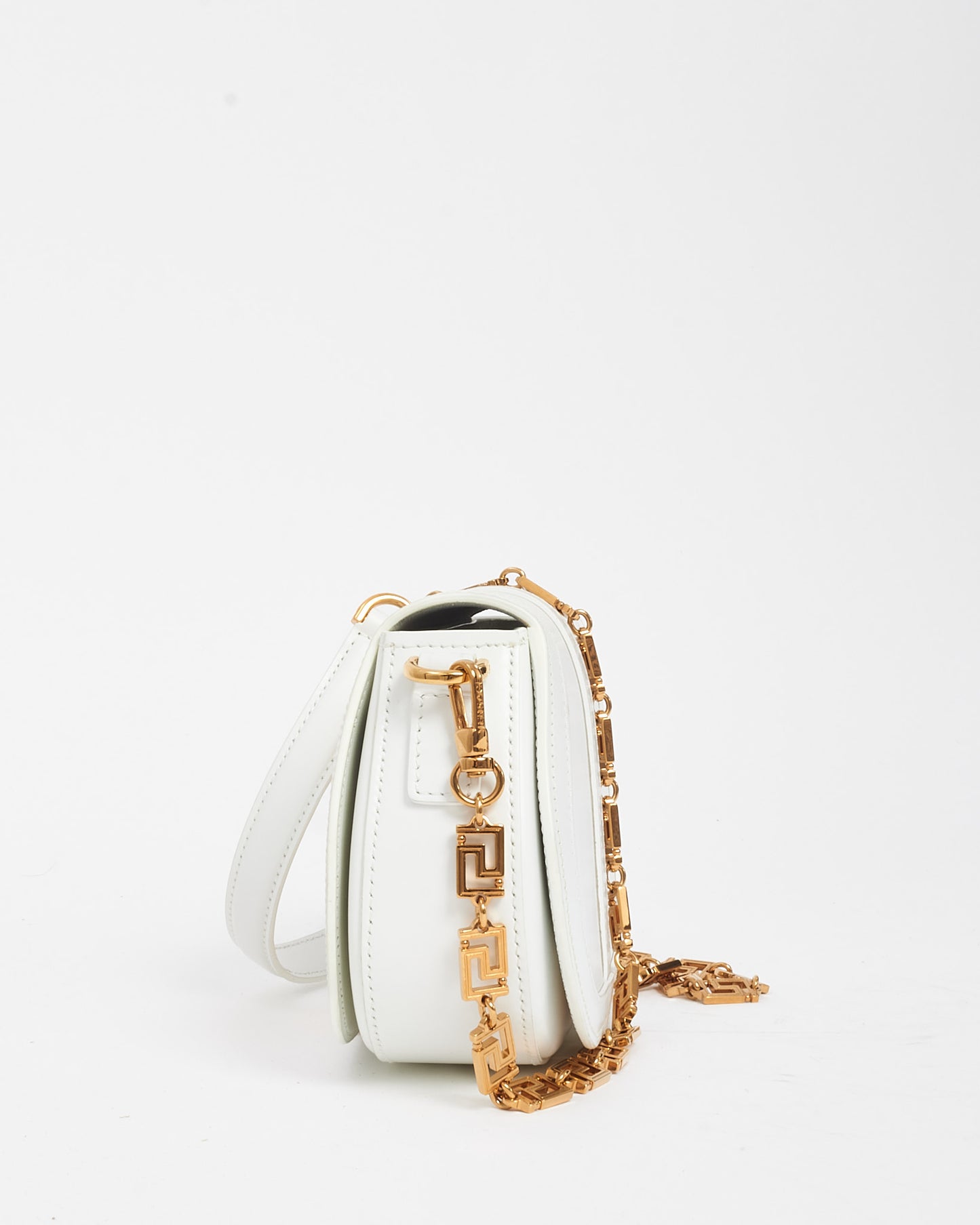 Versace White Leather Greca Goddess Crossbody Bag