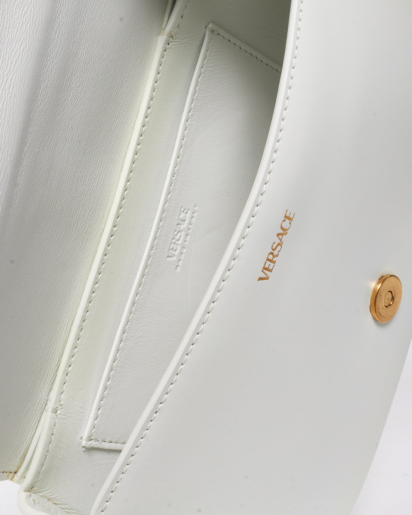 Versace White Leather Greca Goddess Crossbody Bag