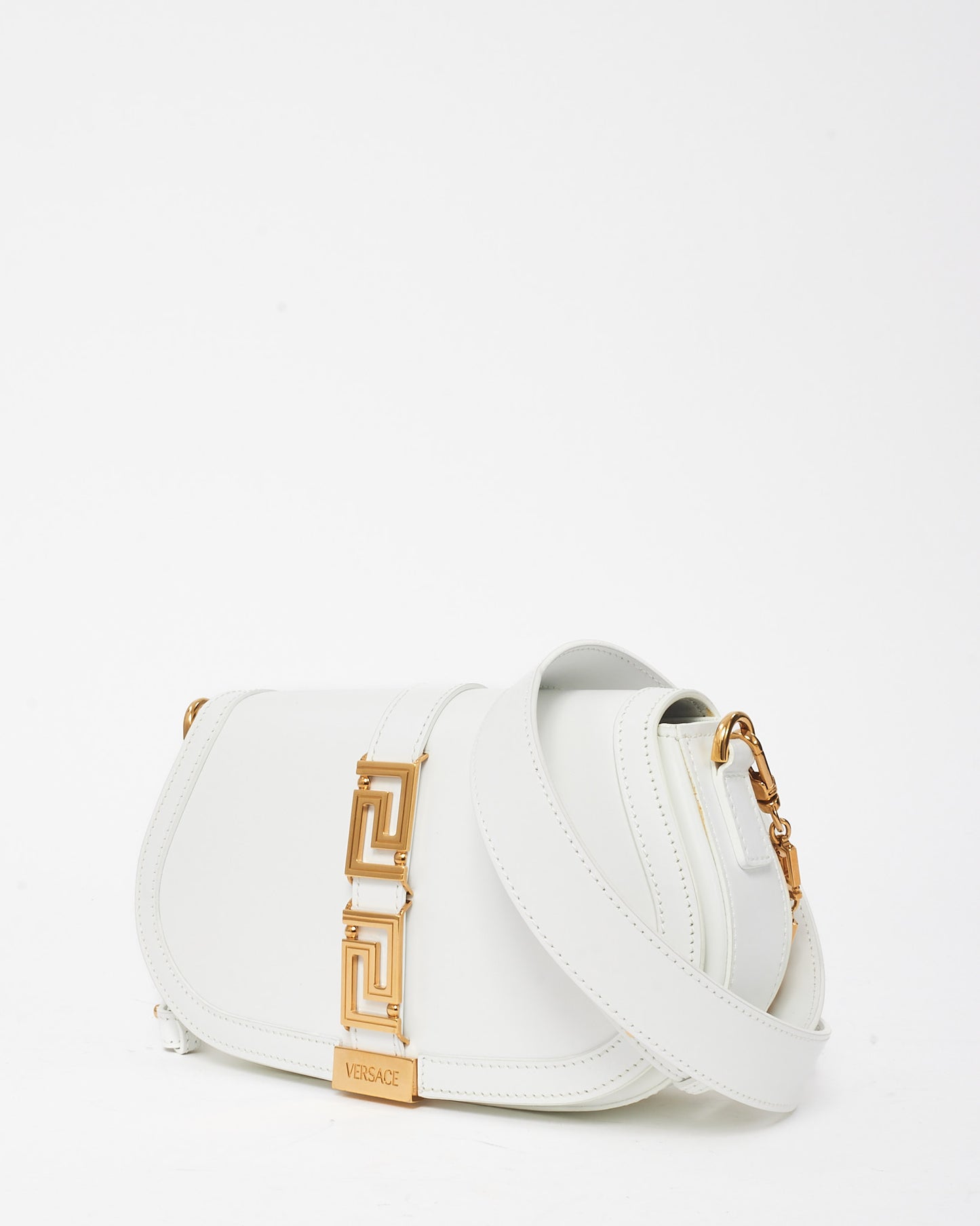 Versace White Leather Greca Goddess Crossbody Bag