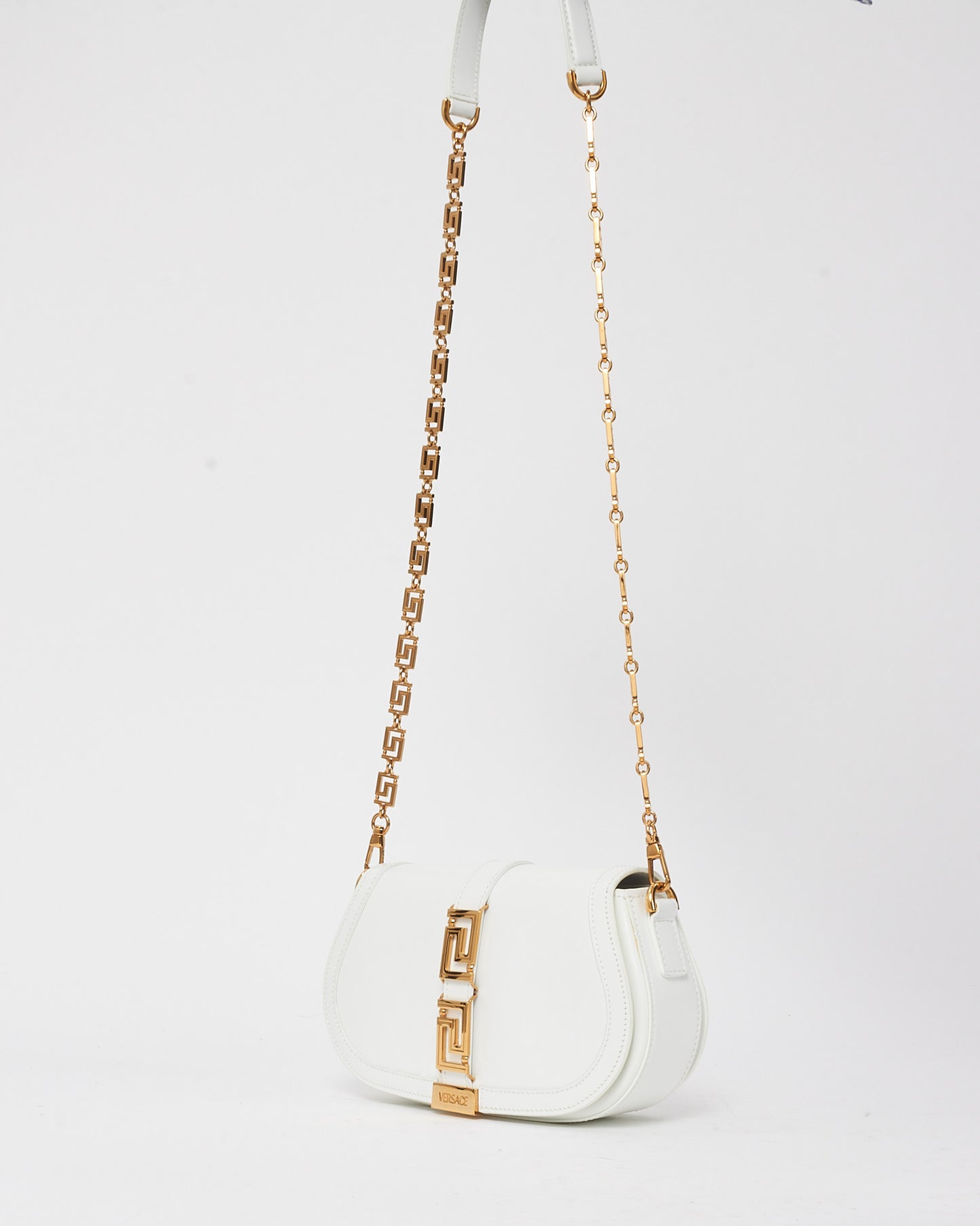 Versace White Leather Greca Goddess Crossbody Bag