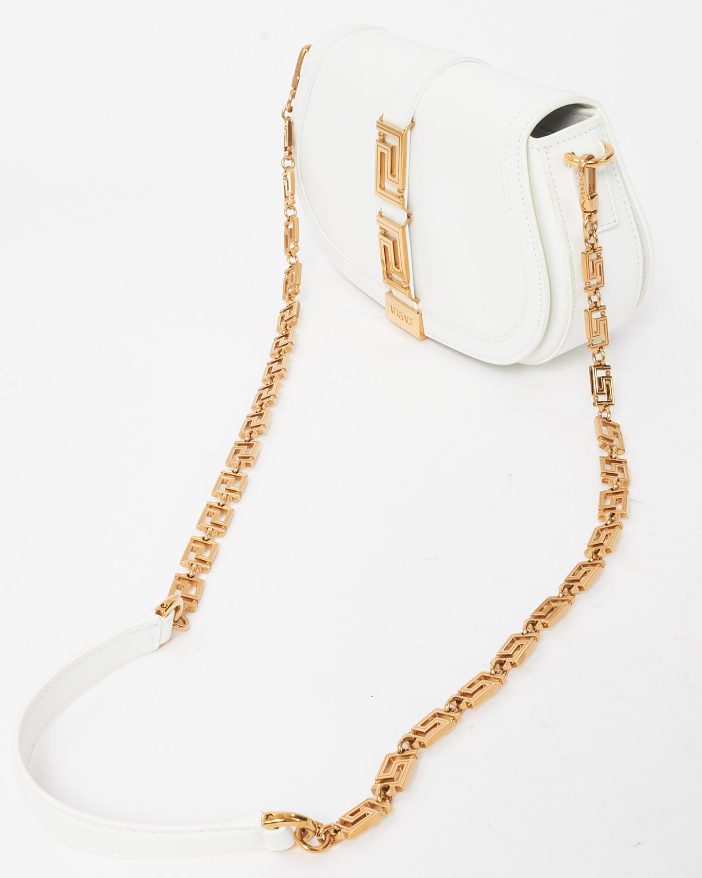 Versace White Leather Greca Goddess Crossbody Bag