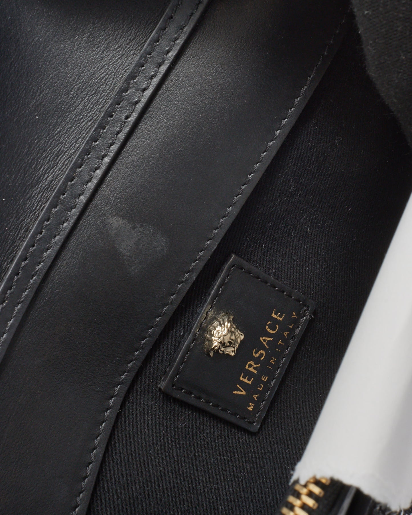 Versace Black Embellished Crystal Medusa Head Chain Crossbody Bag