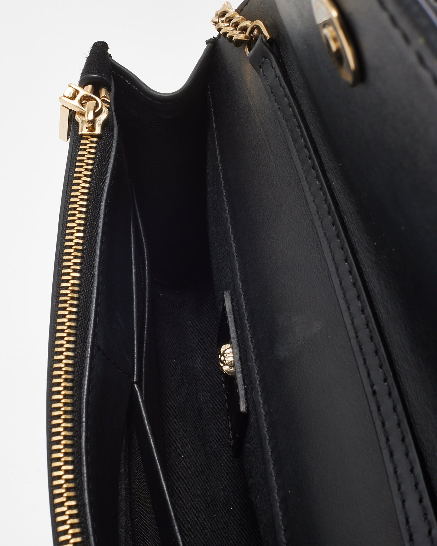 Versace Black Embellished Crystal Medusa Head Chain Crossbody Bag