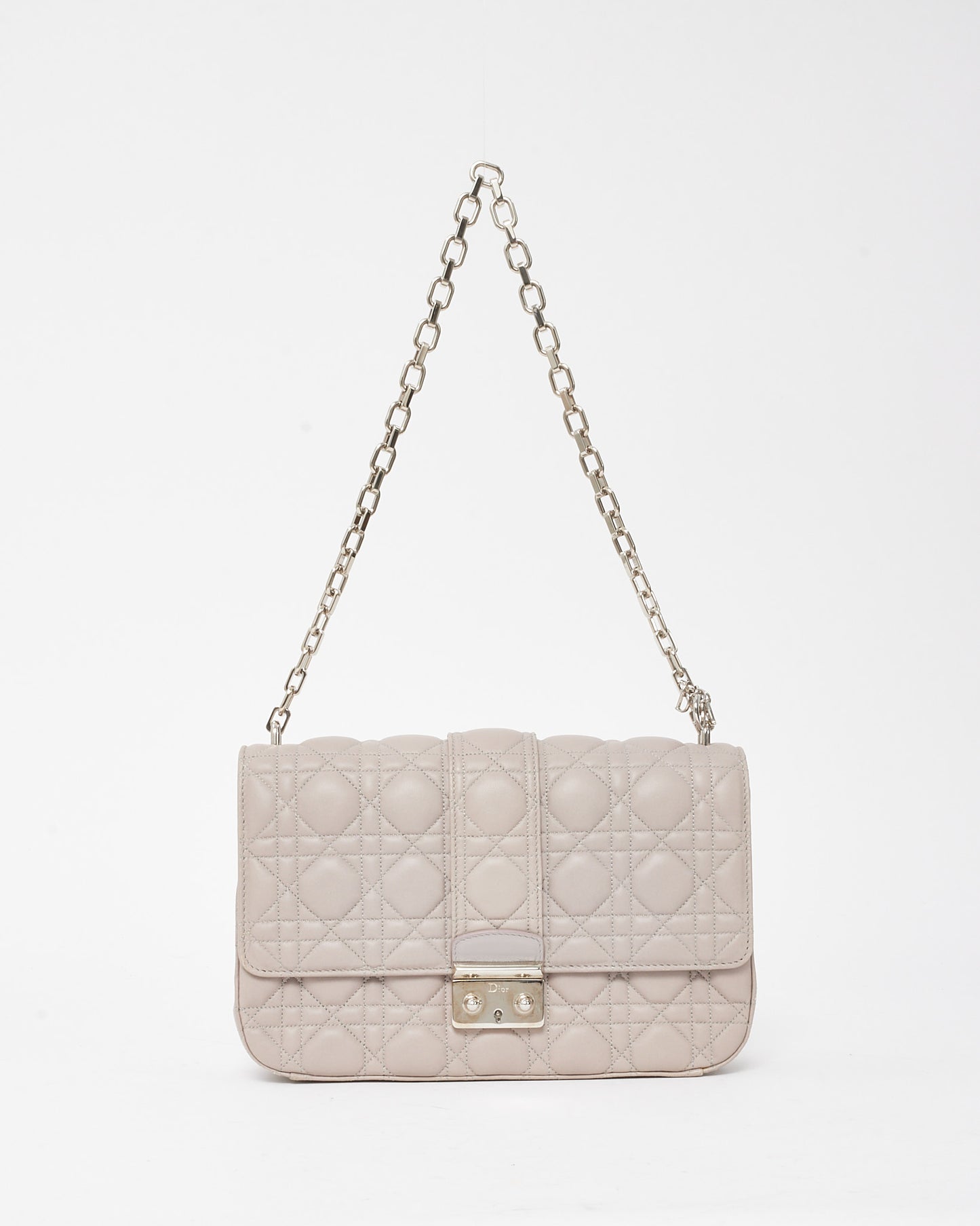 Dior Grey Lambskin Cannage Leather Medium Miss Dior Flap Chain Shoulder Bag