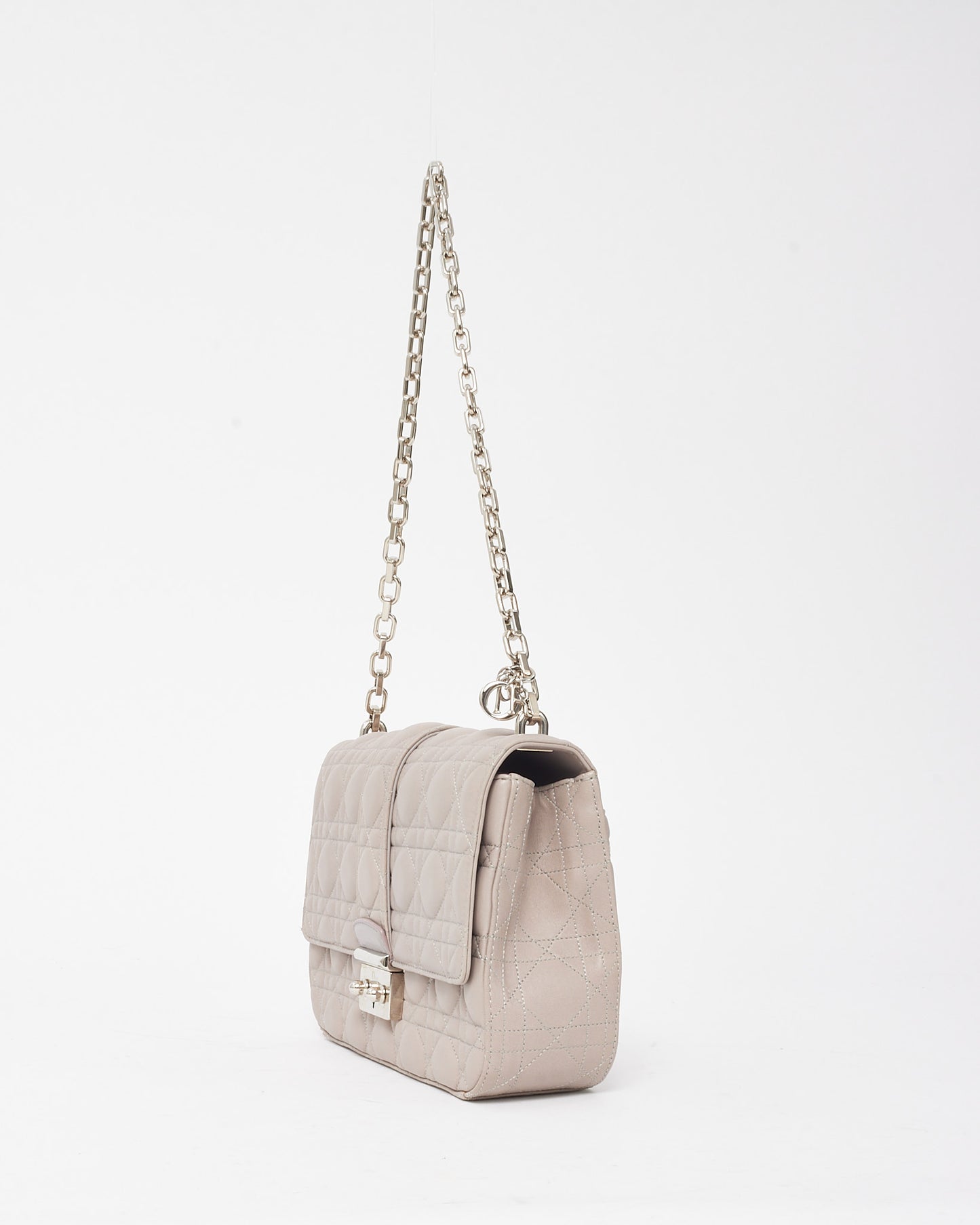 Dior Grey Lambskin Cannage Leather Medium Miss Dior Flap Chain Shoulder Bag