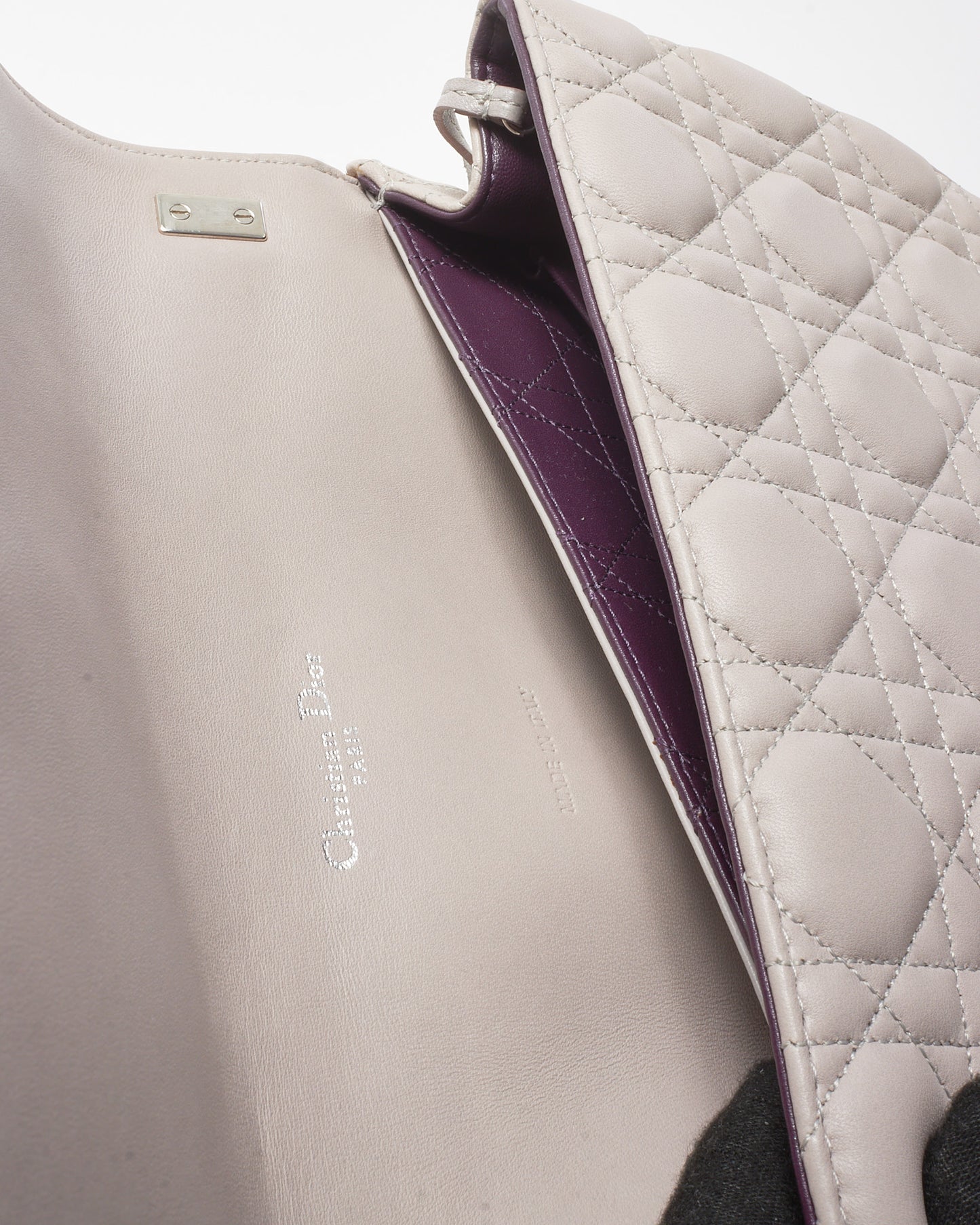 Dior Grey Lambskin Cannage Leather Medium Miss Dior Flap Chain Shoulder Bag