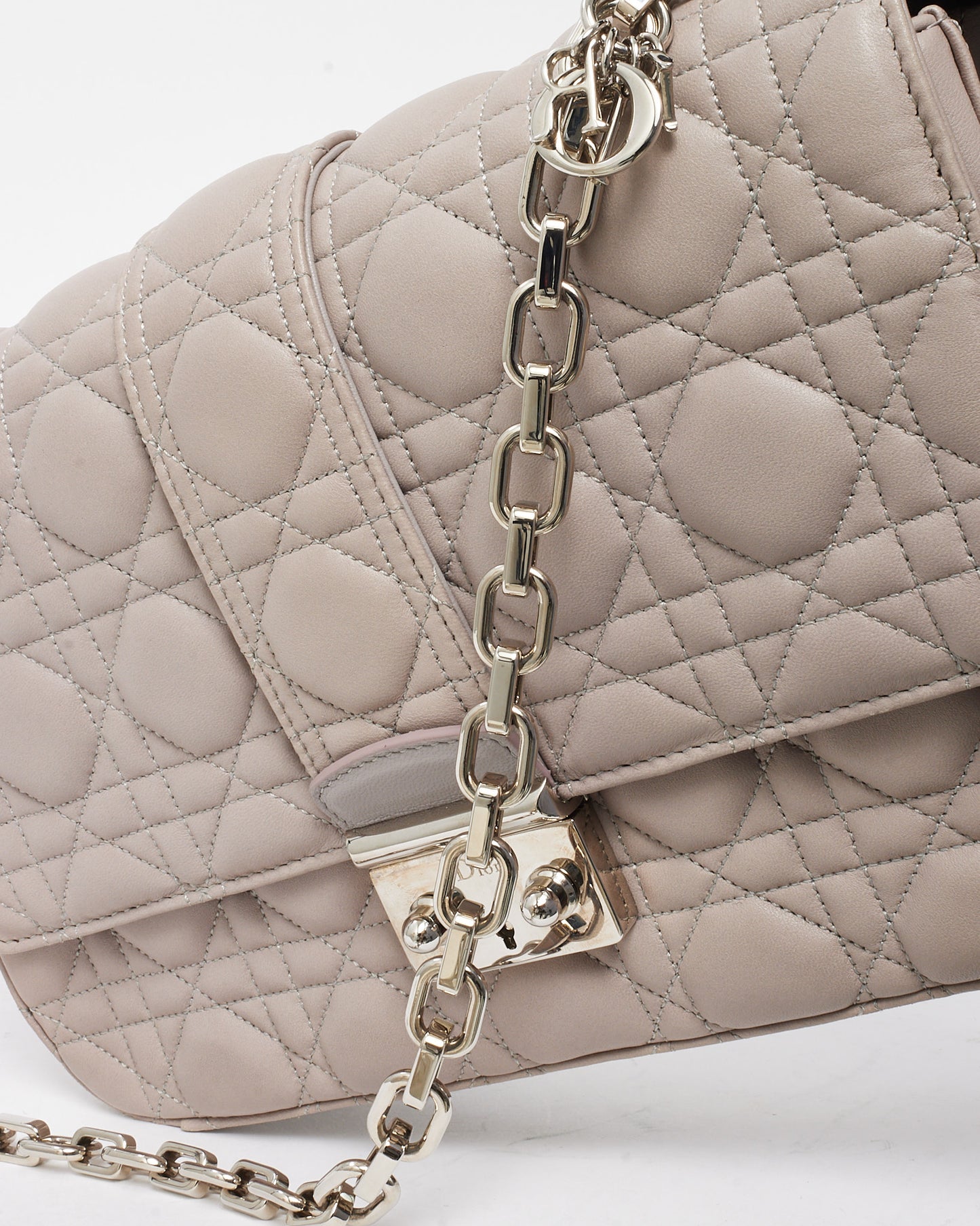 Dior Grey Lambskin Cannage Leather Medium Miss Dior Flap Chain Shoulder Bag
