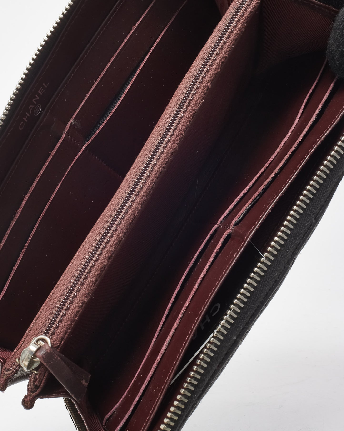 Chanel Black Caviar Leather Zippy Wallet SHW