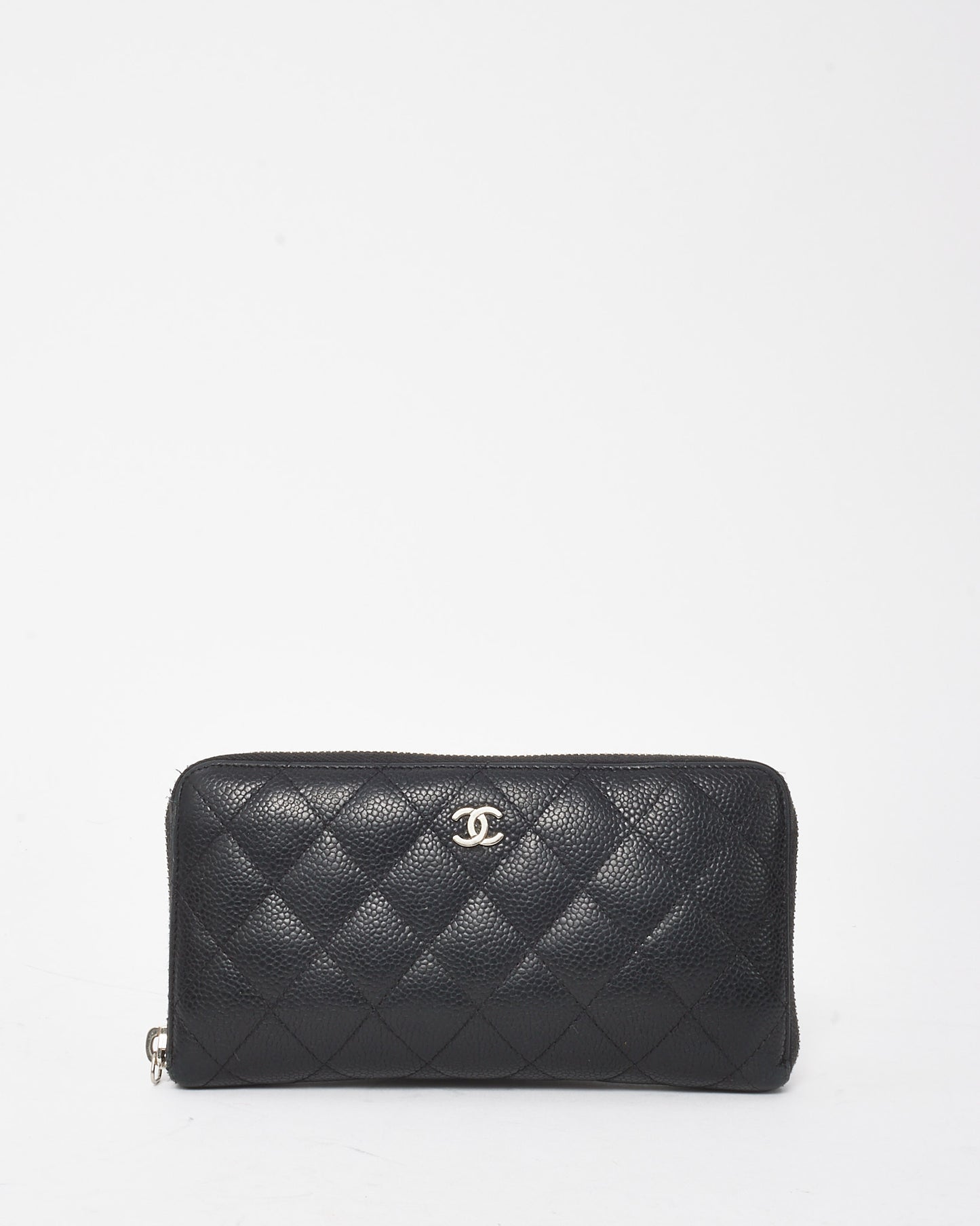 Chanel Black Caviar Leather Zippy Wallet SHW