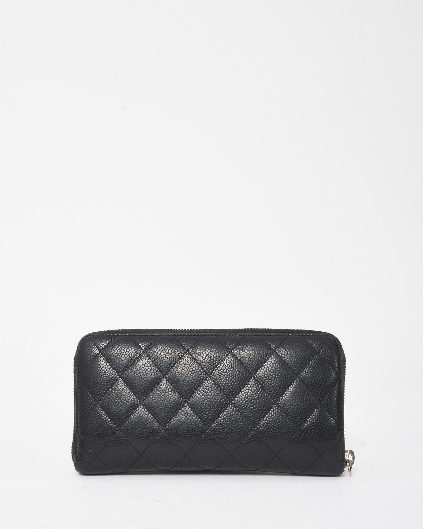 Chanel Black Caviar Leather Zippy Wallet SHW