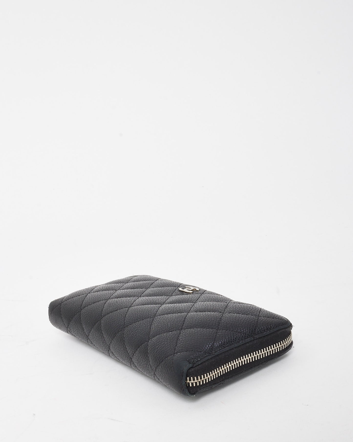Chanel Black Caviar Leather Zippy Wallet SHW