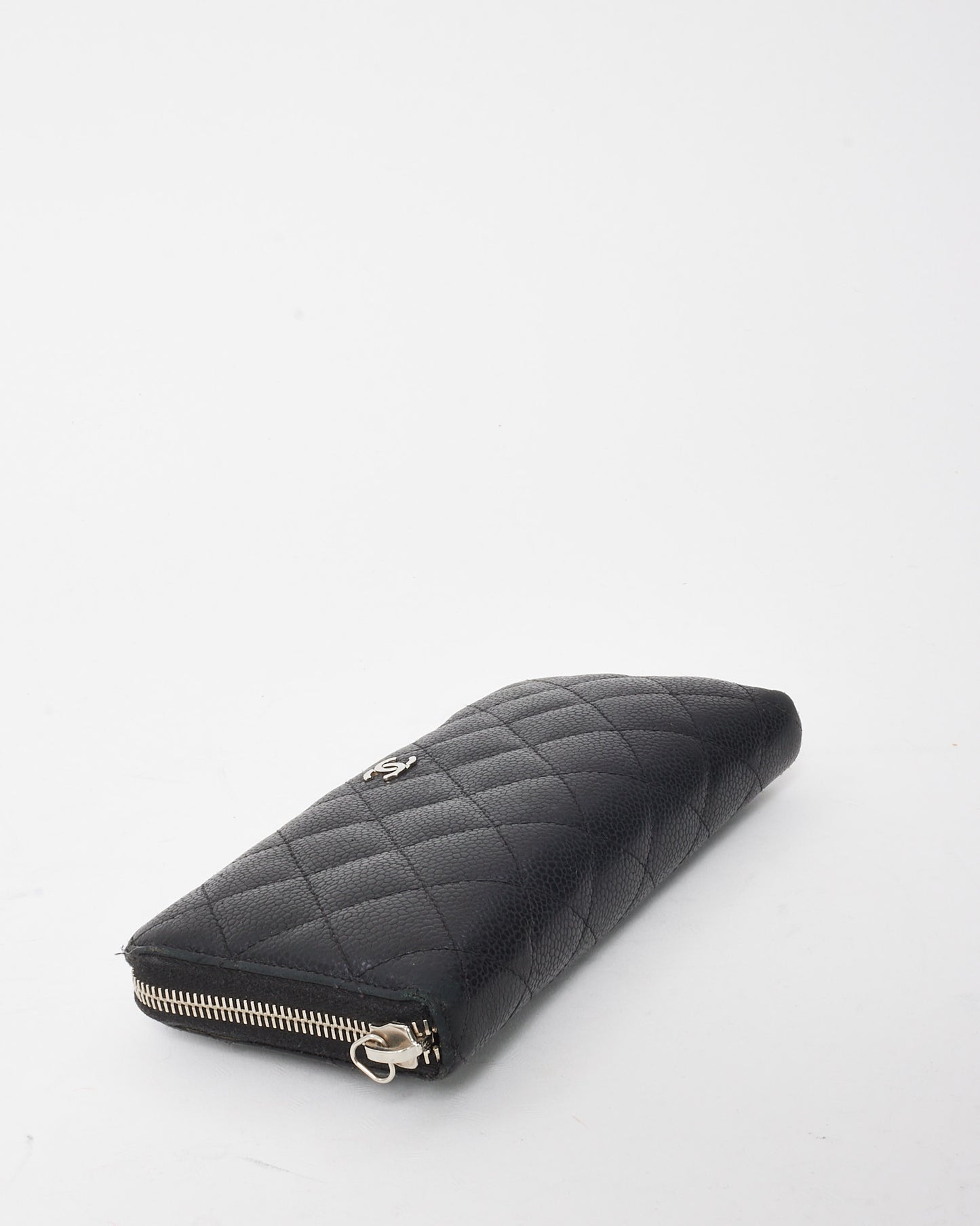 Chanel Black Caviar Leather Zippy Wallet SHW