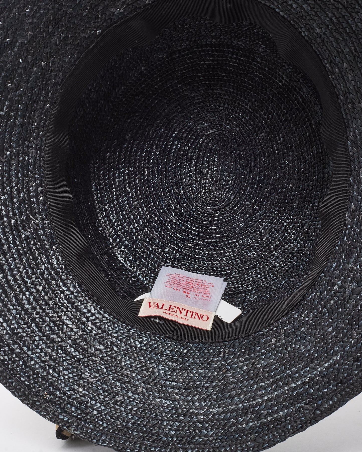 Valentino Black Raffia Iconographe Logo Toile Bucket Hat - S