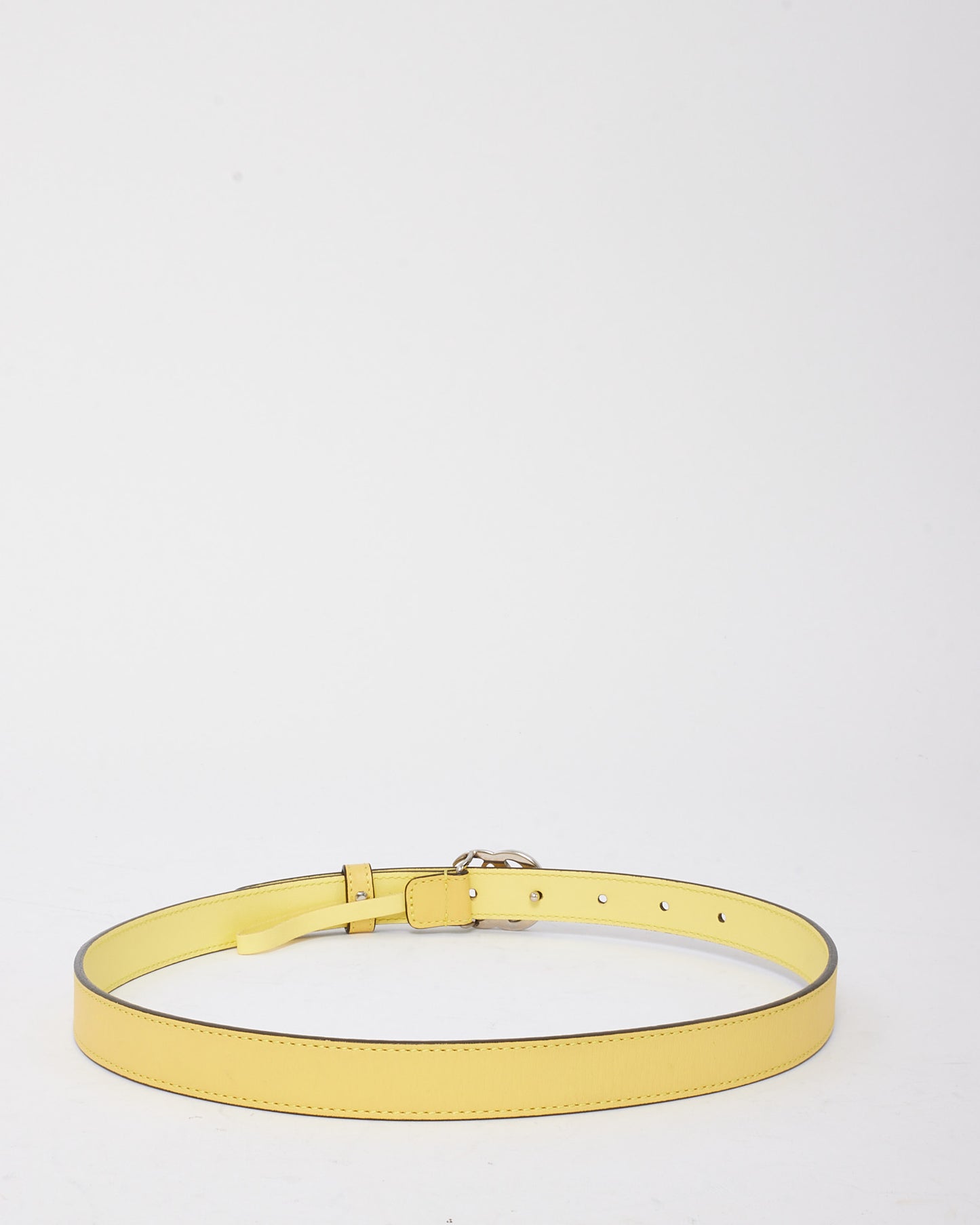 Gucci Yellow Leather Thin GG Marmont Belt SHW - 70/28