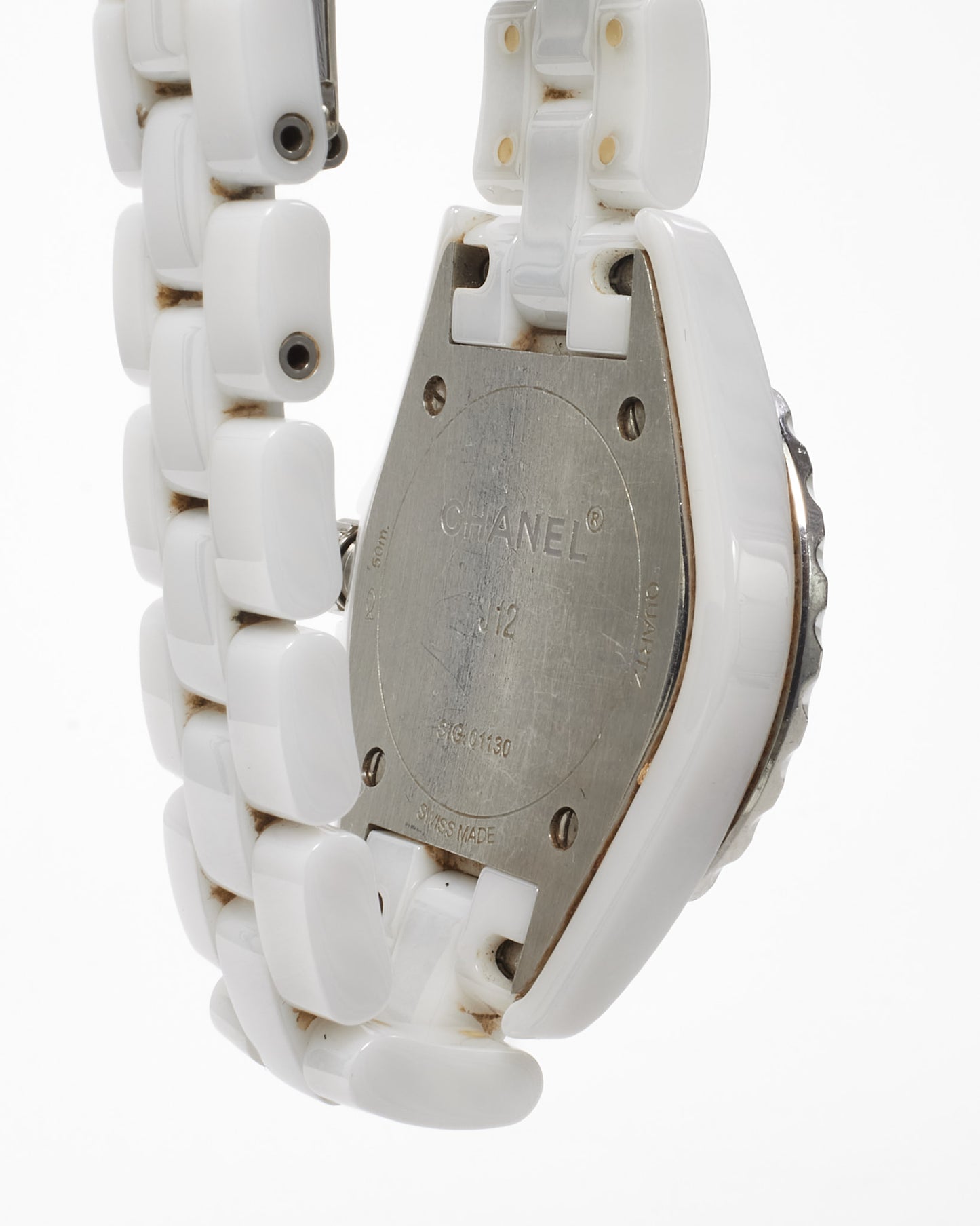 Chanel White Ceramic Diamond Indicators J12 Watch 33mm