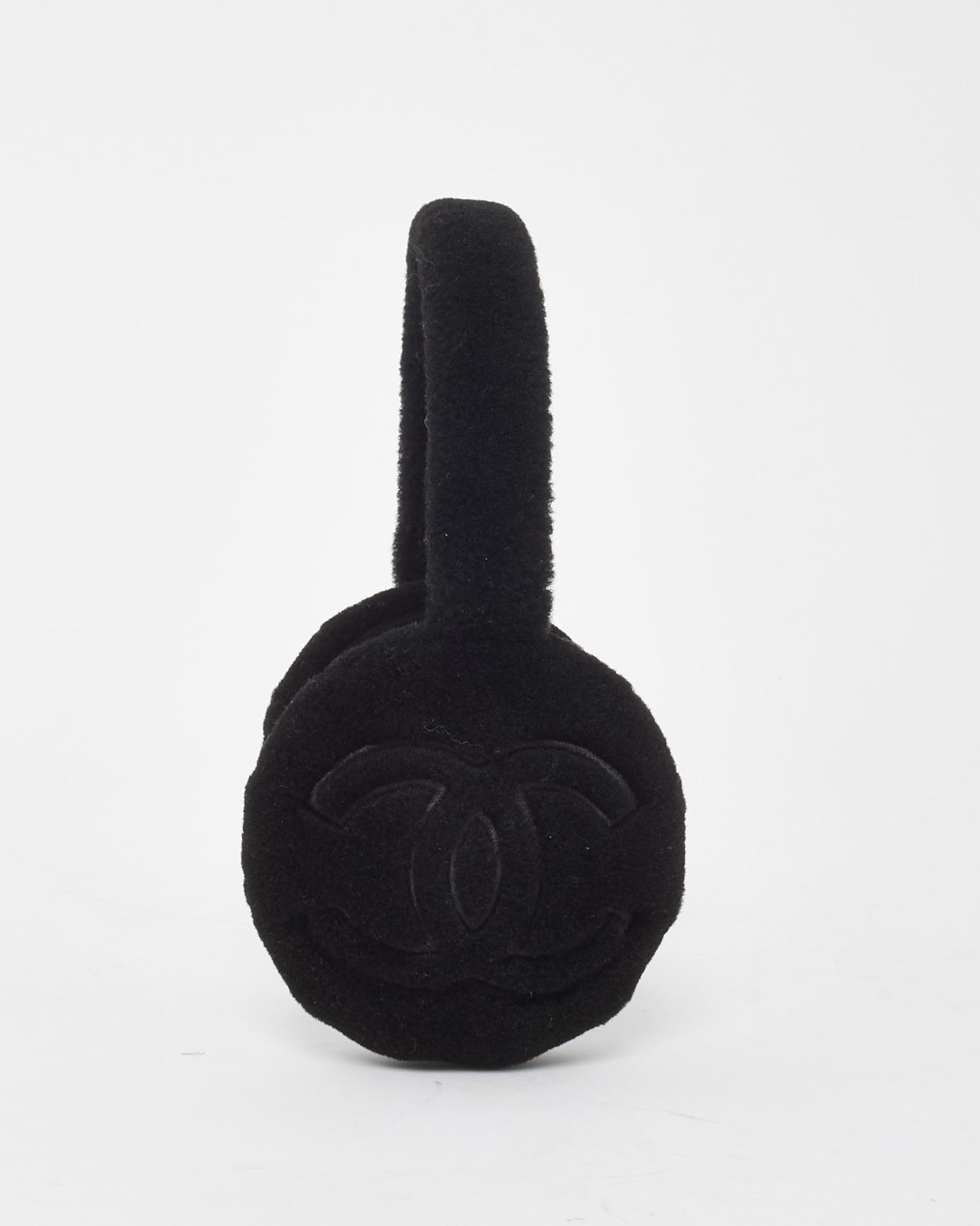 Chanel Black Shearling CC Logo Ear Muffs