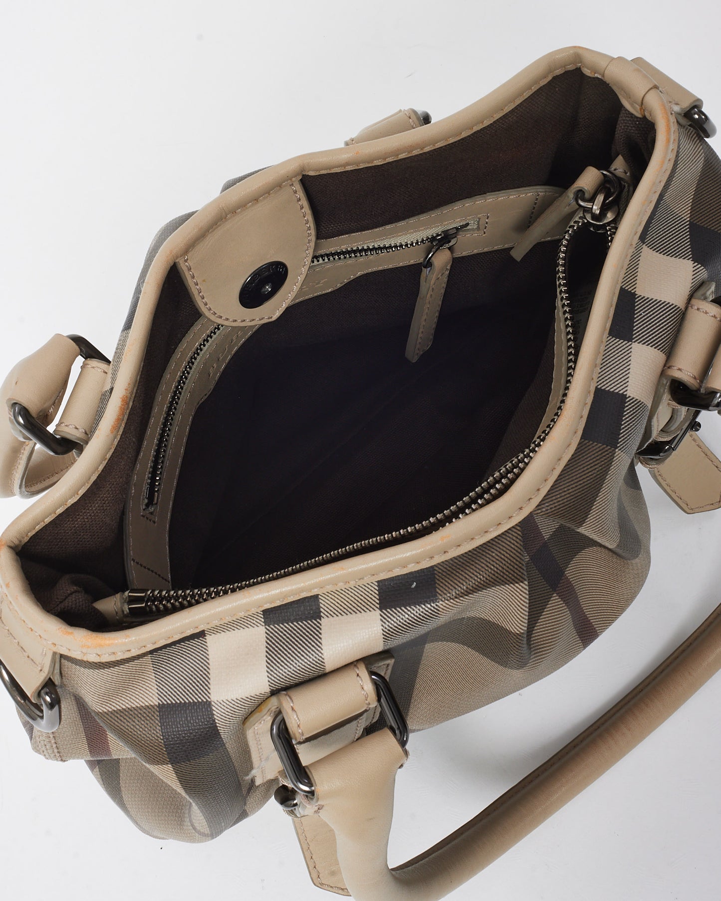 Burberry Grey Smoked Check Coated Canvas Small Northfield Tote Bag with NO STRAP