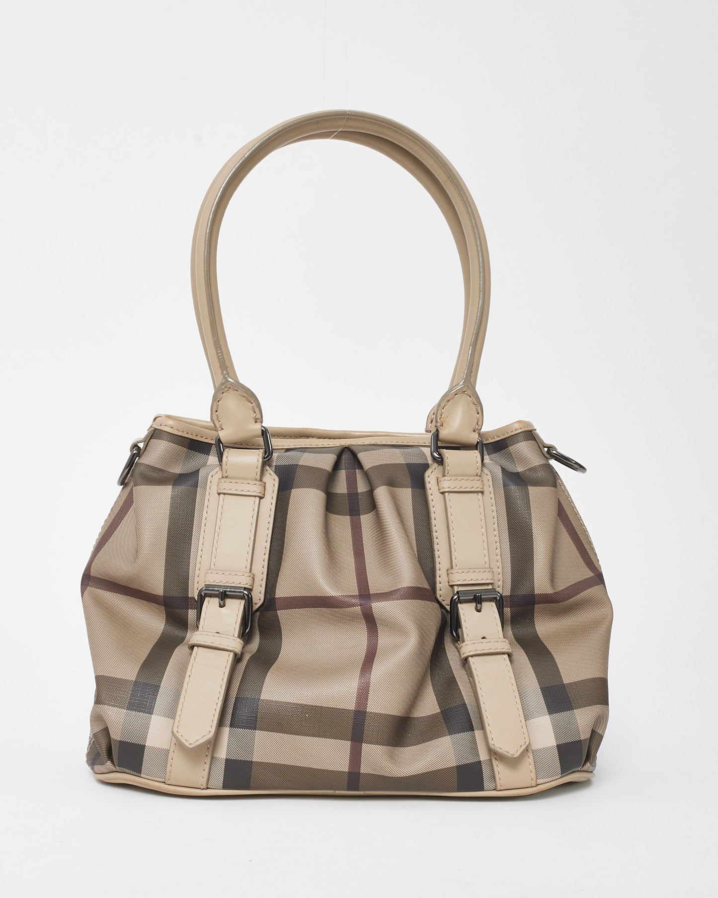 Burberry Grey Smoked Check Coated Canvas Small Northfield Tote Bag with NO STRAP