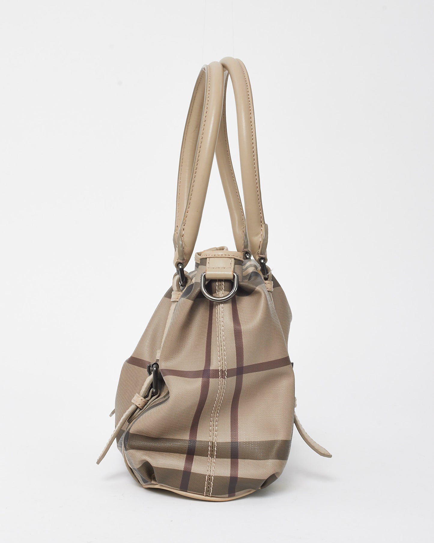 Burberry Grey Smoked Check Coated Canvas Small Northfield Tote Bag with NO STRAP