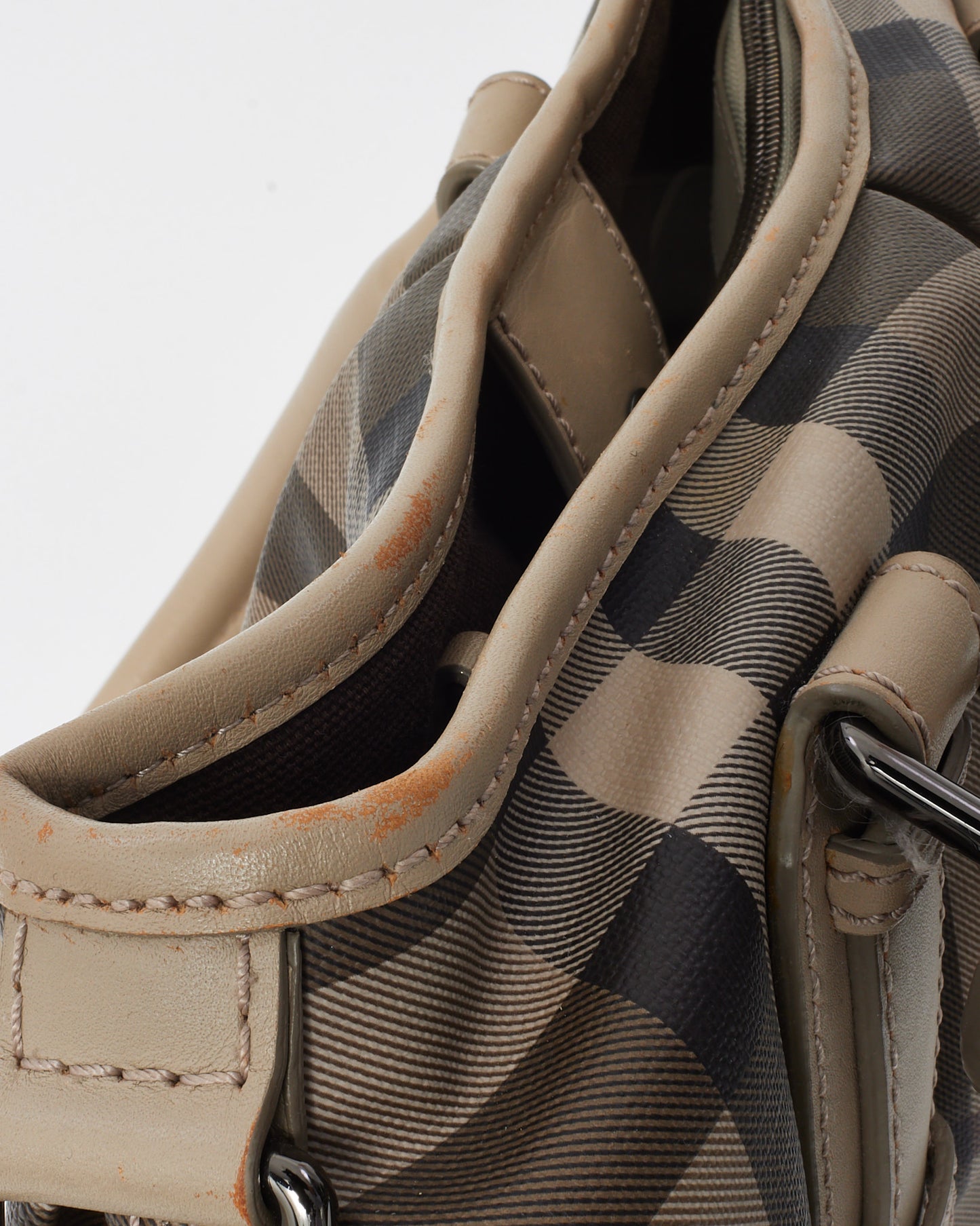 Burberry Grey Smoked Check Coated Canvas Small Northfield Tote Bag with NO STRAP