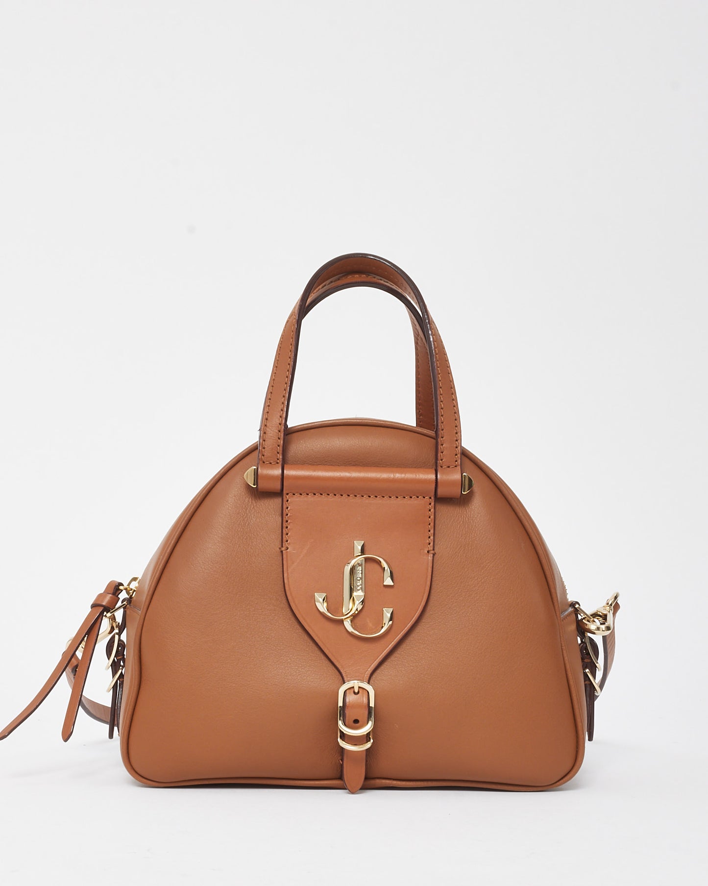 Jimmy Choo Tan Leather Small Varenne Bowling Bag