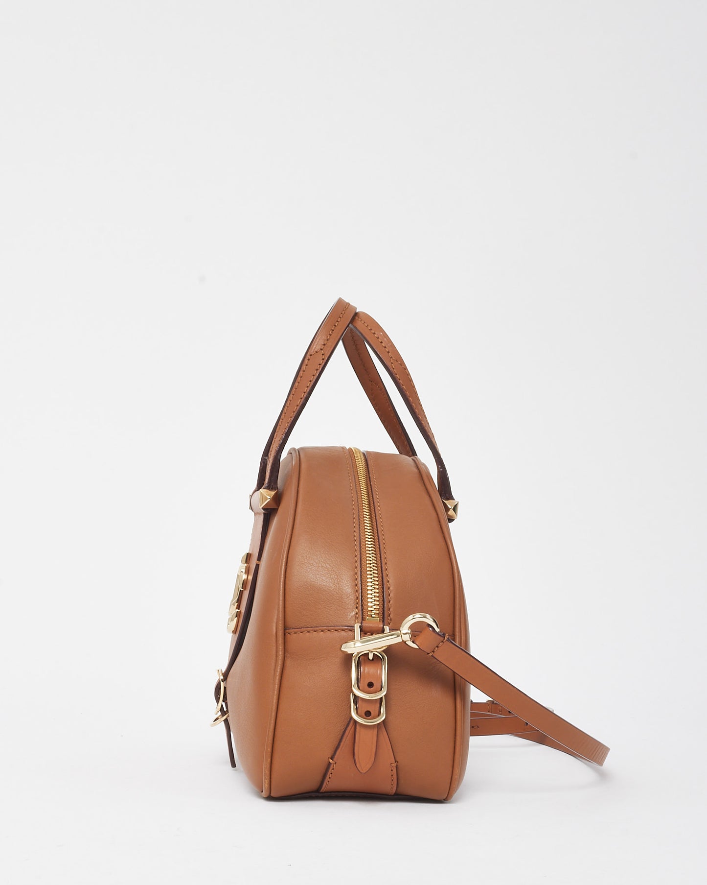 Jimmy Choo Tan Leather Small Varenne Bowling Bag