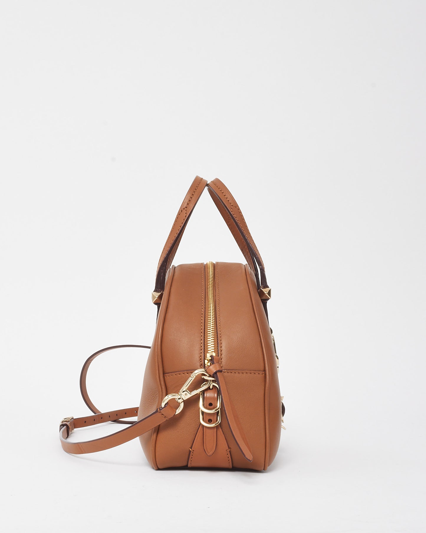 Jimmy Choo Tan Leather Small Varenne Bowling Bag