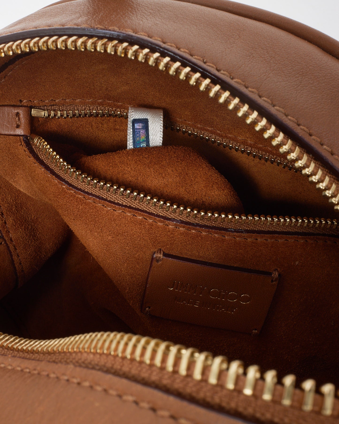 Jimmy Choo Tan Leather Small Varenne Bowling Bag