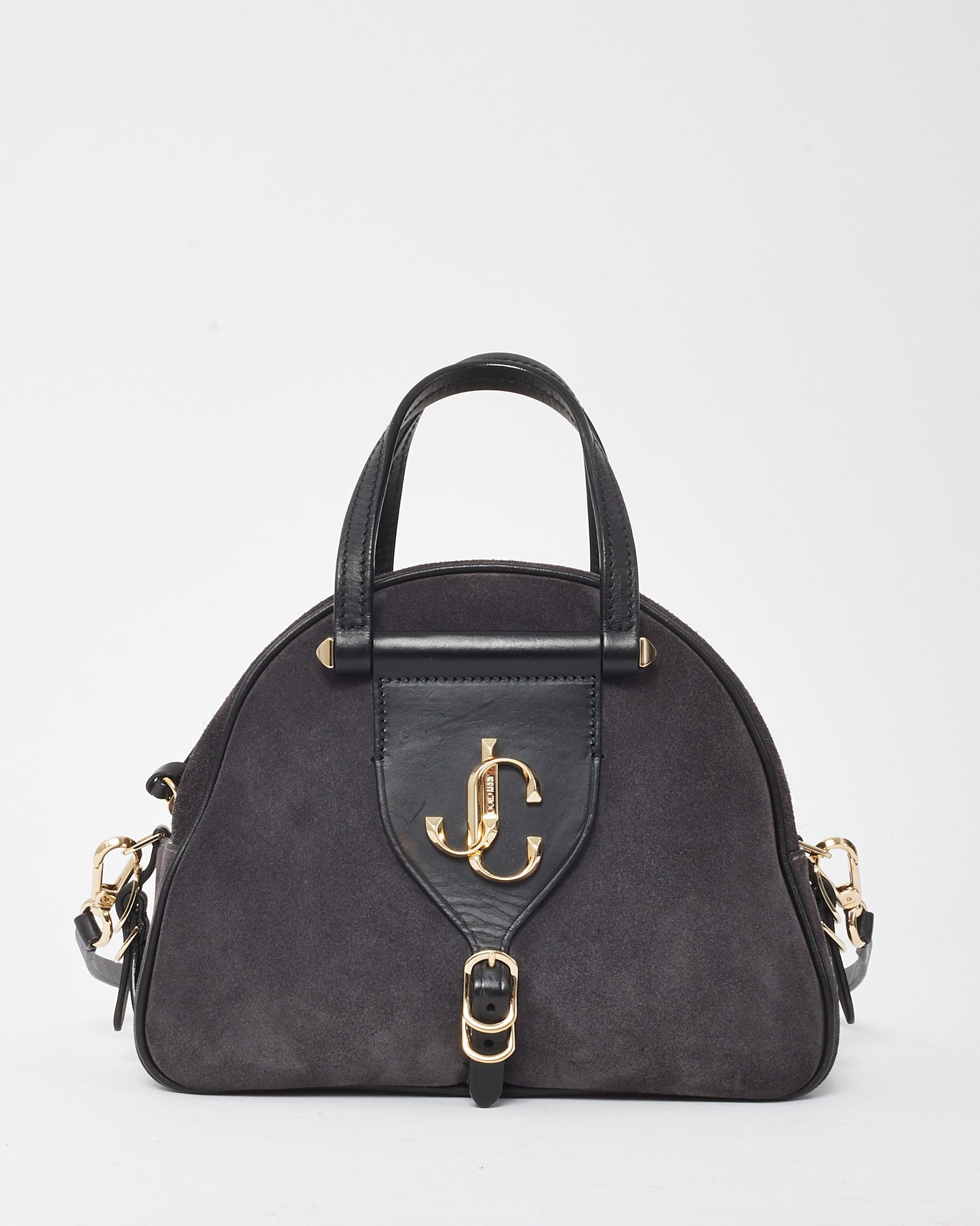 Jimmy Choo Grey (Dust Black) Suede Small Varenne Bowling Bag