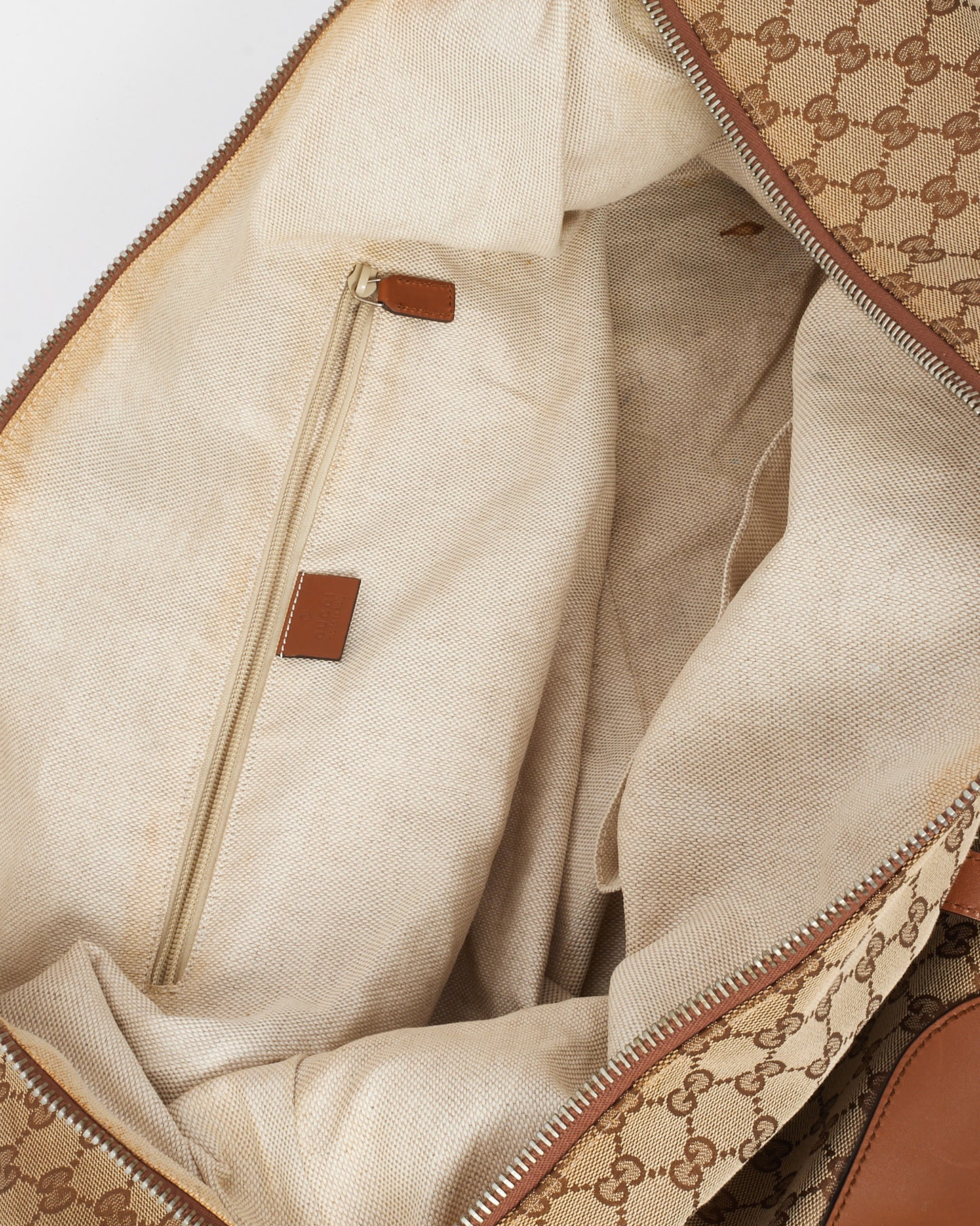 Gucci Beige and Brown GG Monogram Canvas Carry-On Duffle Bag