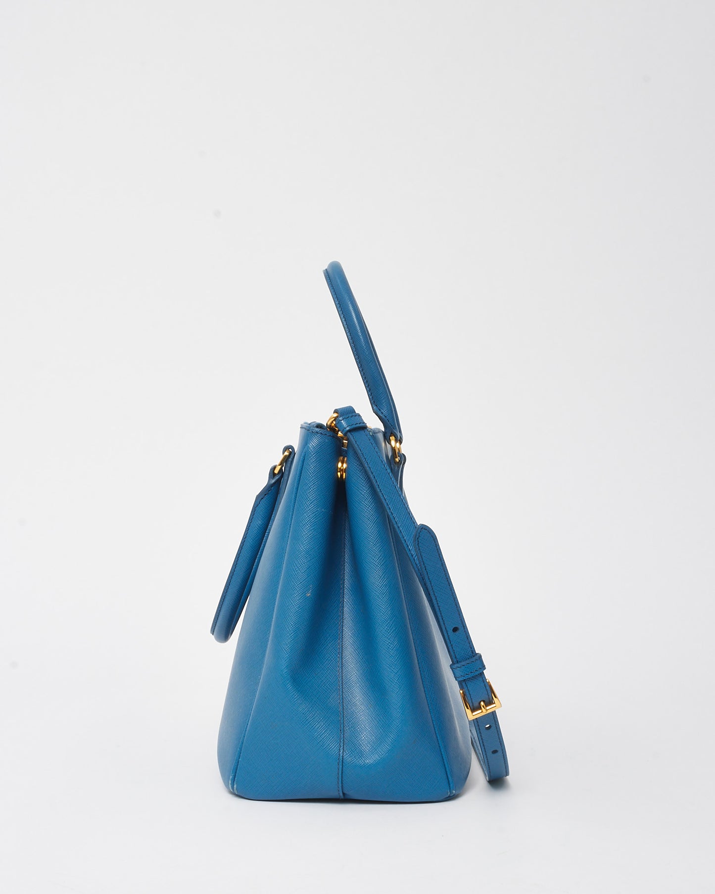 Prada Blue Saffiano Leather Medium Galleria Double Zip Tote