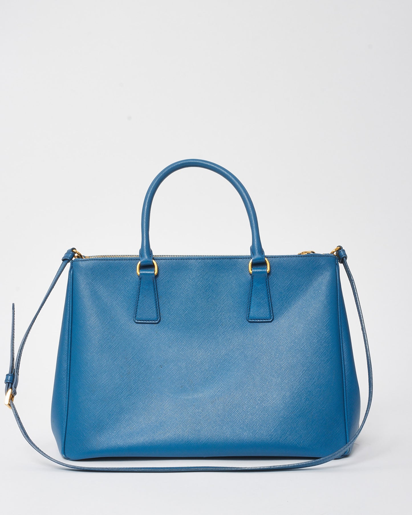 Prada Blue Saffiano Leather Medium Galleria Double Zip Tote
