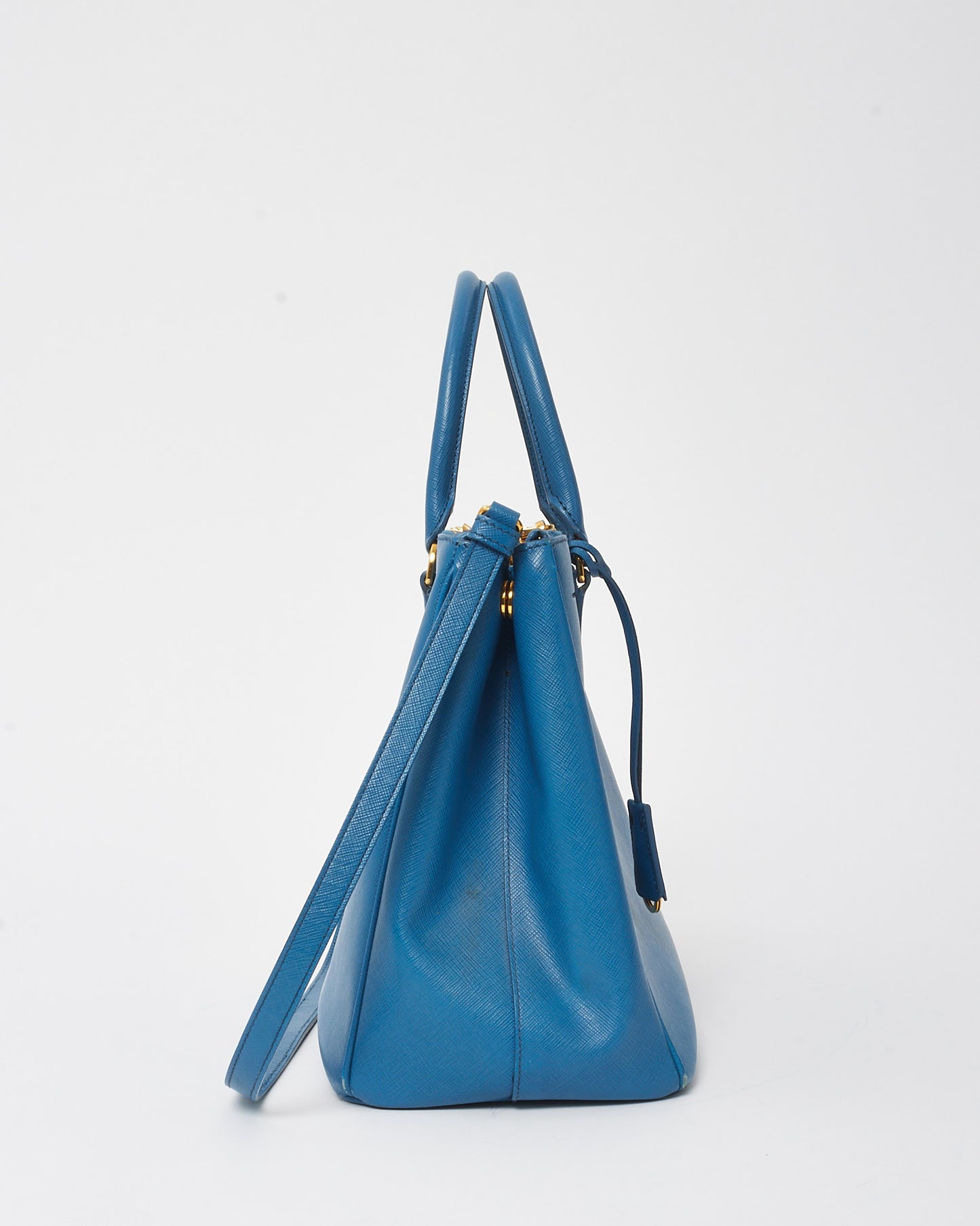 Prada Blue Saffiano Leather Medium Galleria Double Zip Tote