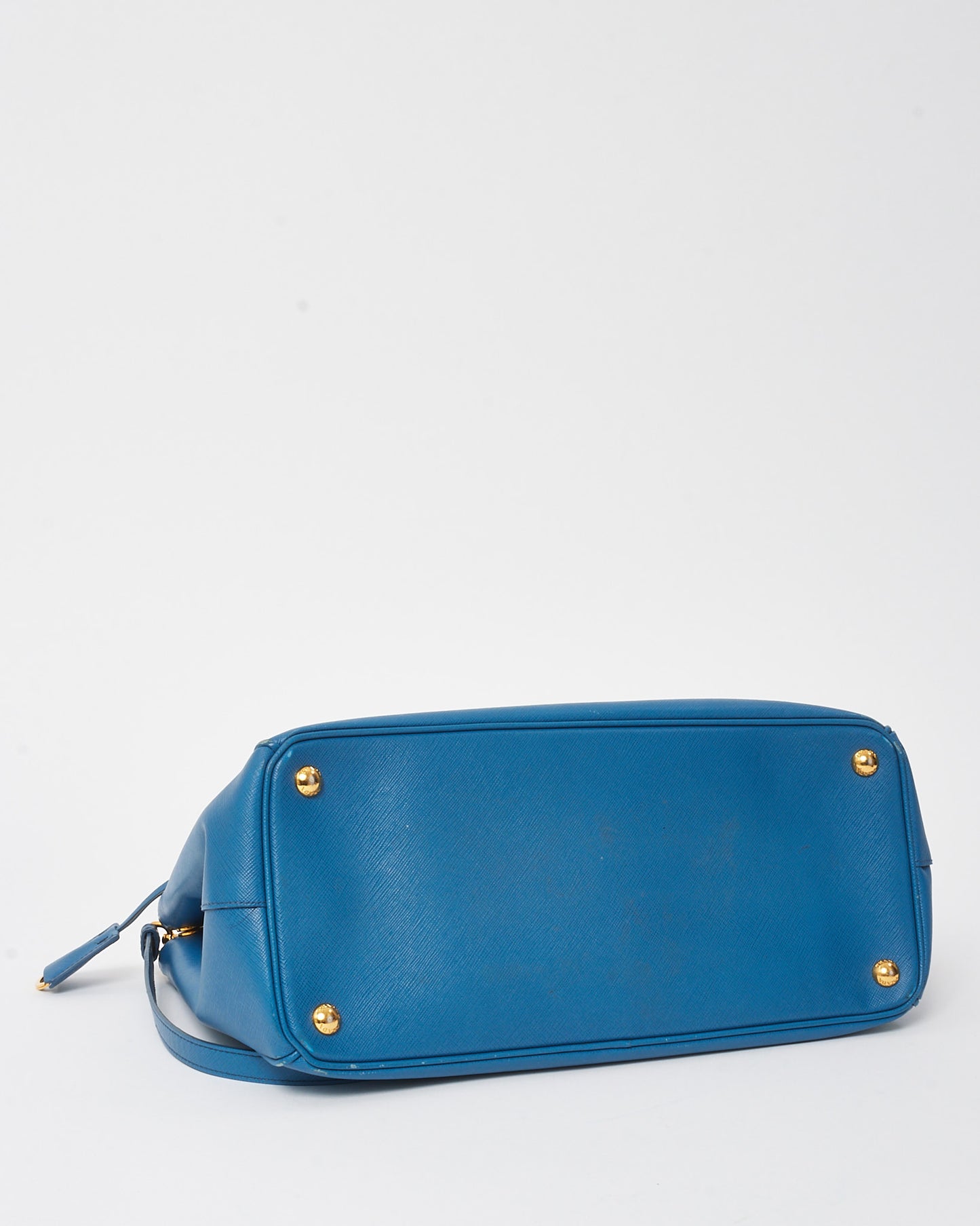 Prada Blue Saffiano Leather Medium Galleria Double Zip Tote