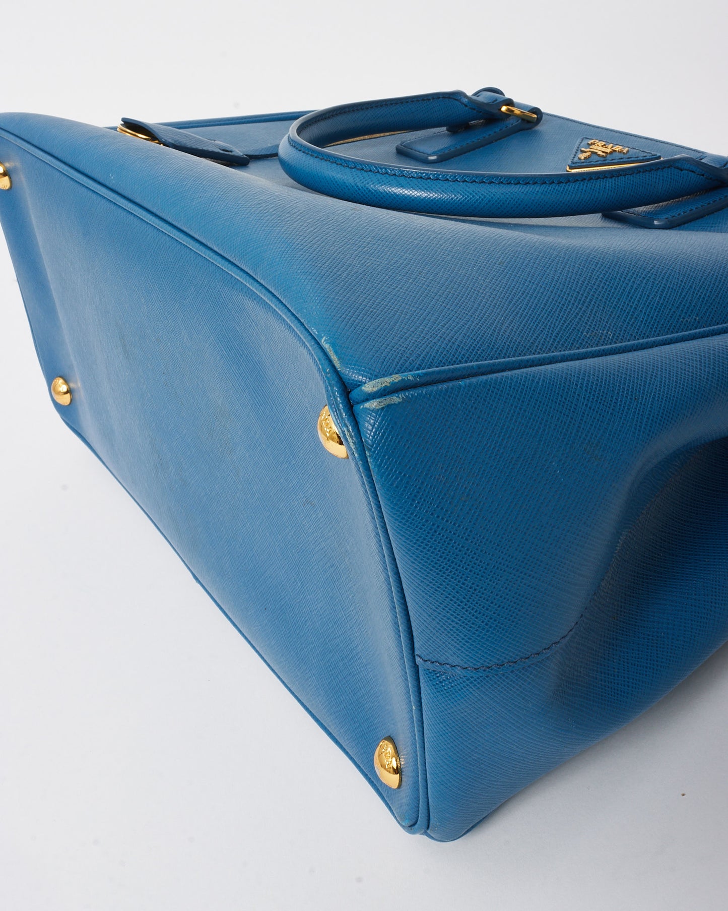 Prada Blue Saffiano Leather Medium Galleria Double Zip Tote