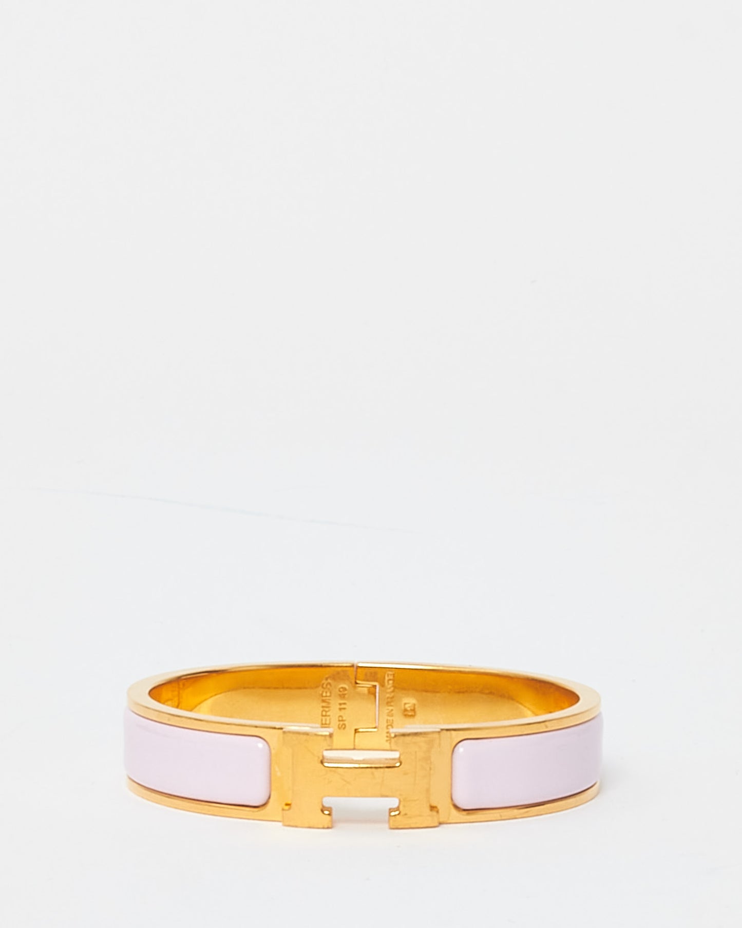 Hermès Gold and Pink Enamel H Clic Clac Bracelet - PM